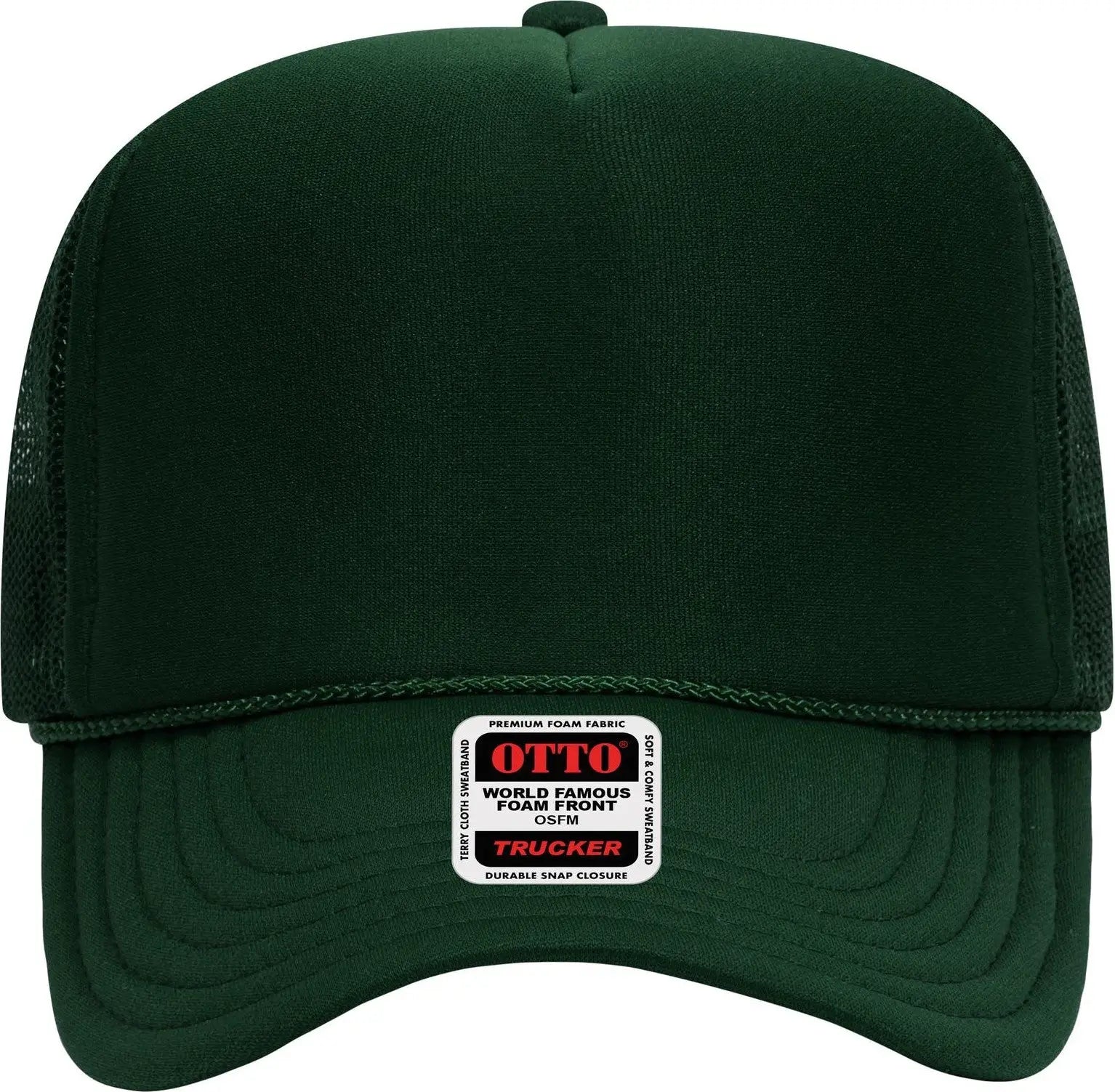 Otto 39-165 5 Panel High Crown Mesh Back Trucker Cap - Dk. Green