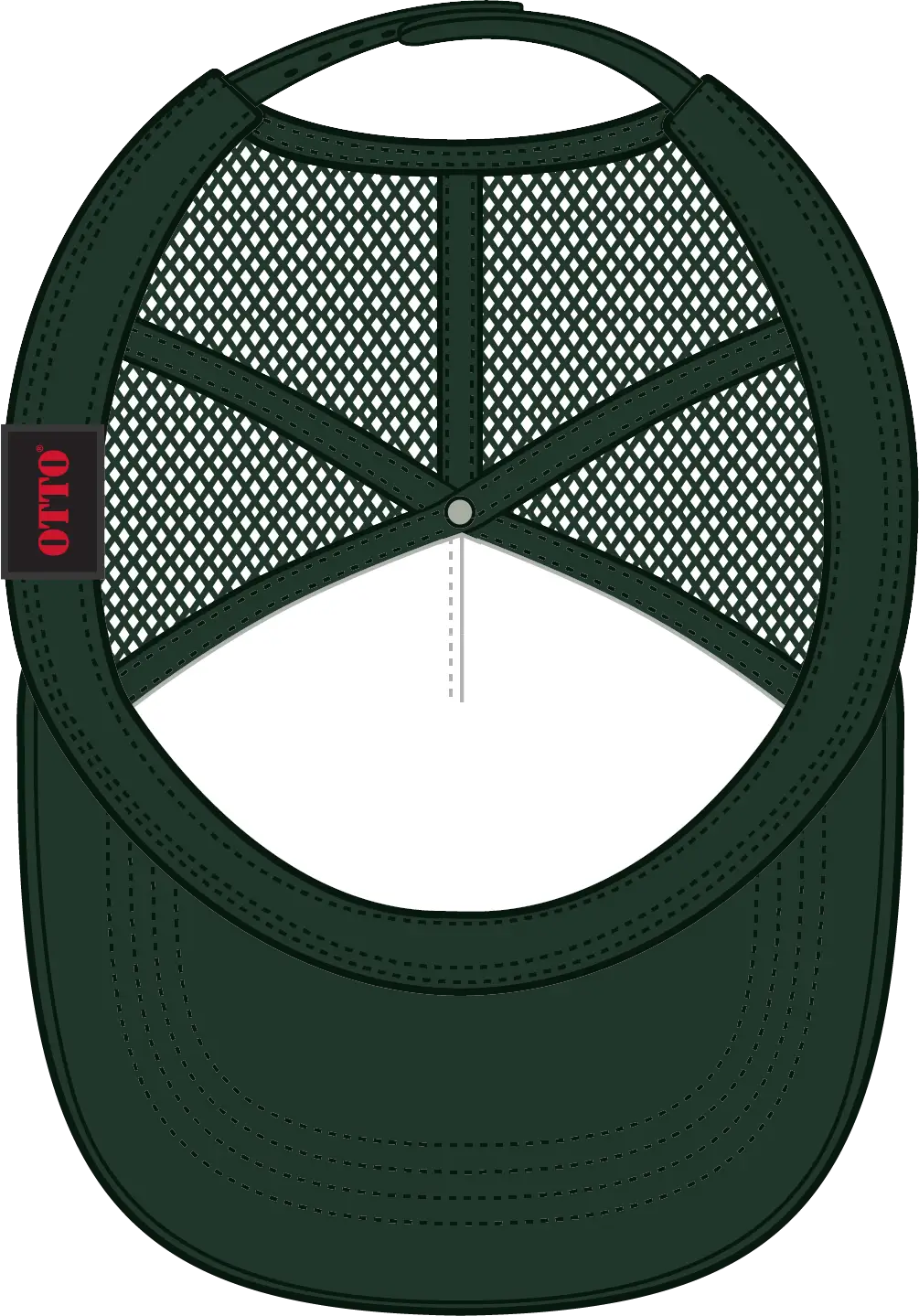 Otto 39-165 5 Panel High Crown Mesh Back Trucker Cap - Dk. Green