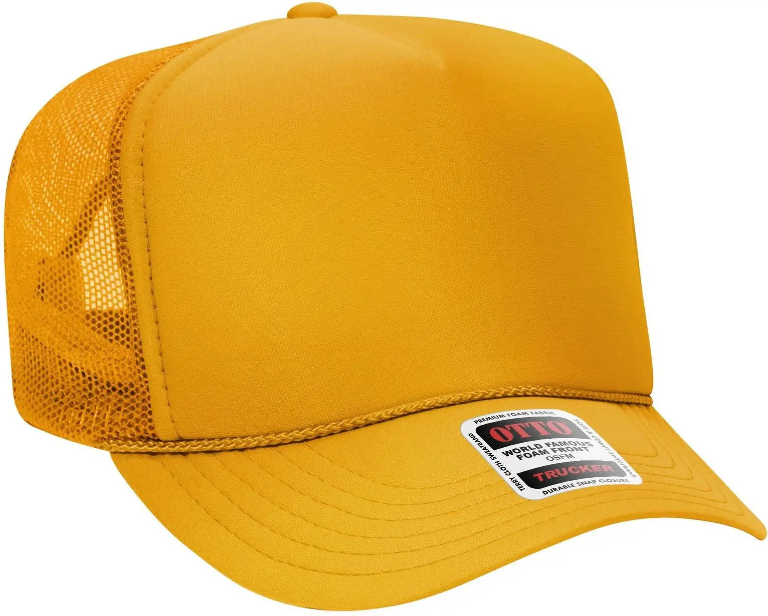 Otto 39-165 5 Panel High Crown Mesh Back Trucker Cap - Gold