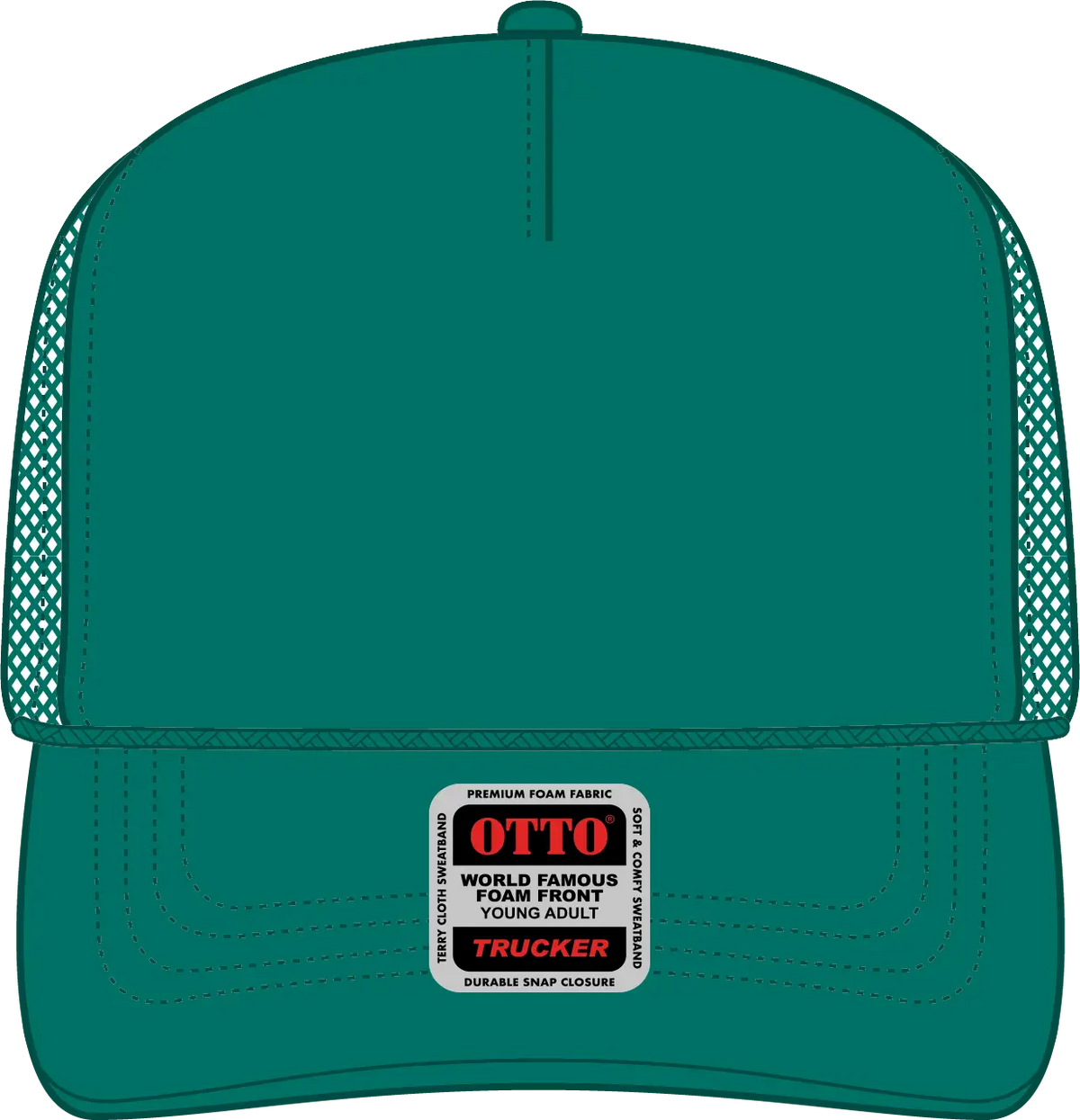 Otto 39-165 5 Panel High Crown Mesh Back Trucker Cap - Jade - 6’’ - 7 1/8’’