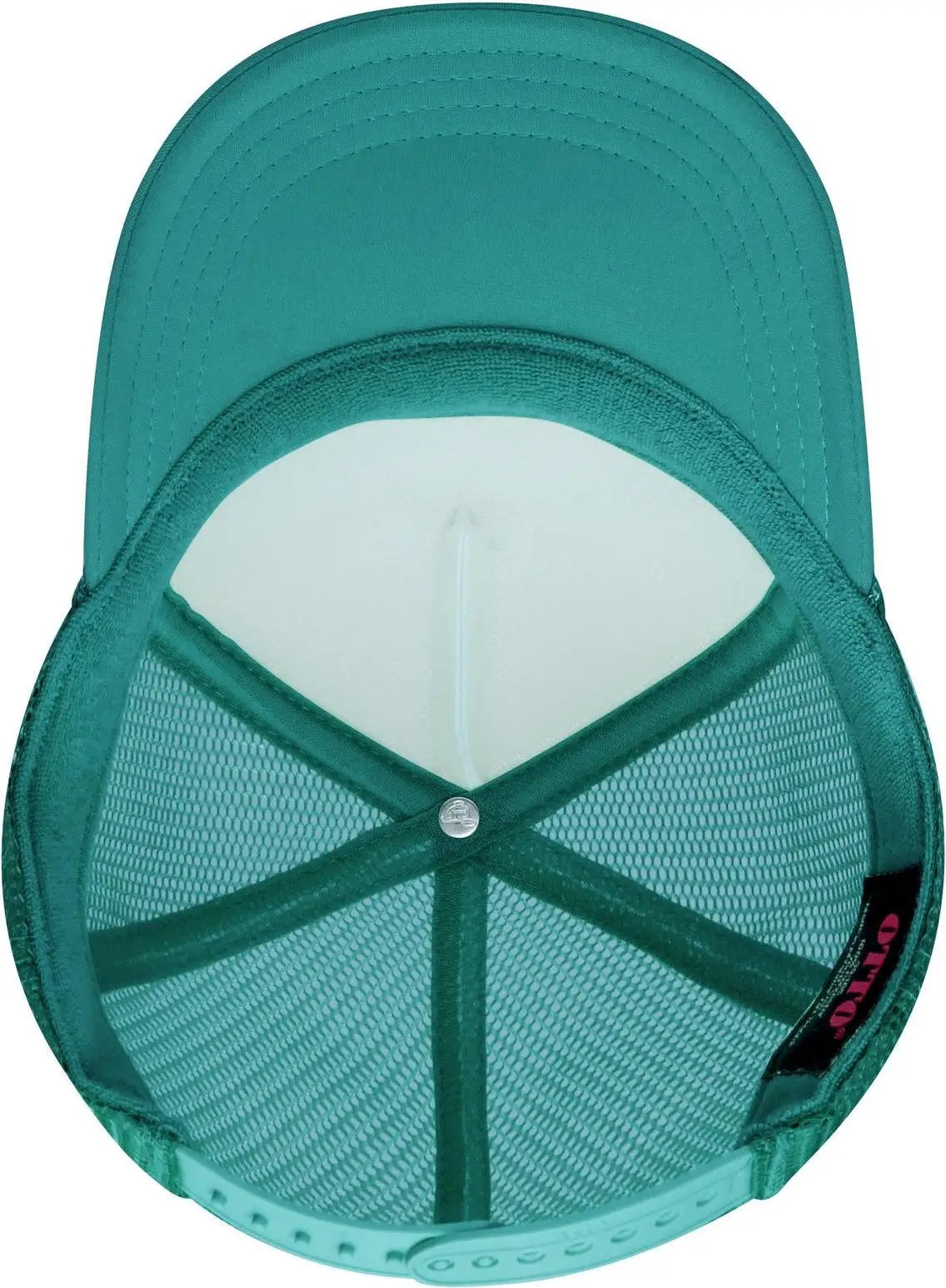 Otto 39-165 5 Panel High Crown Mesh Back Trucker Cap - Jade/wht/jade