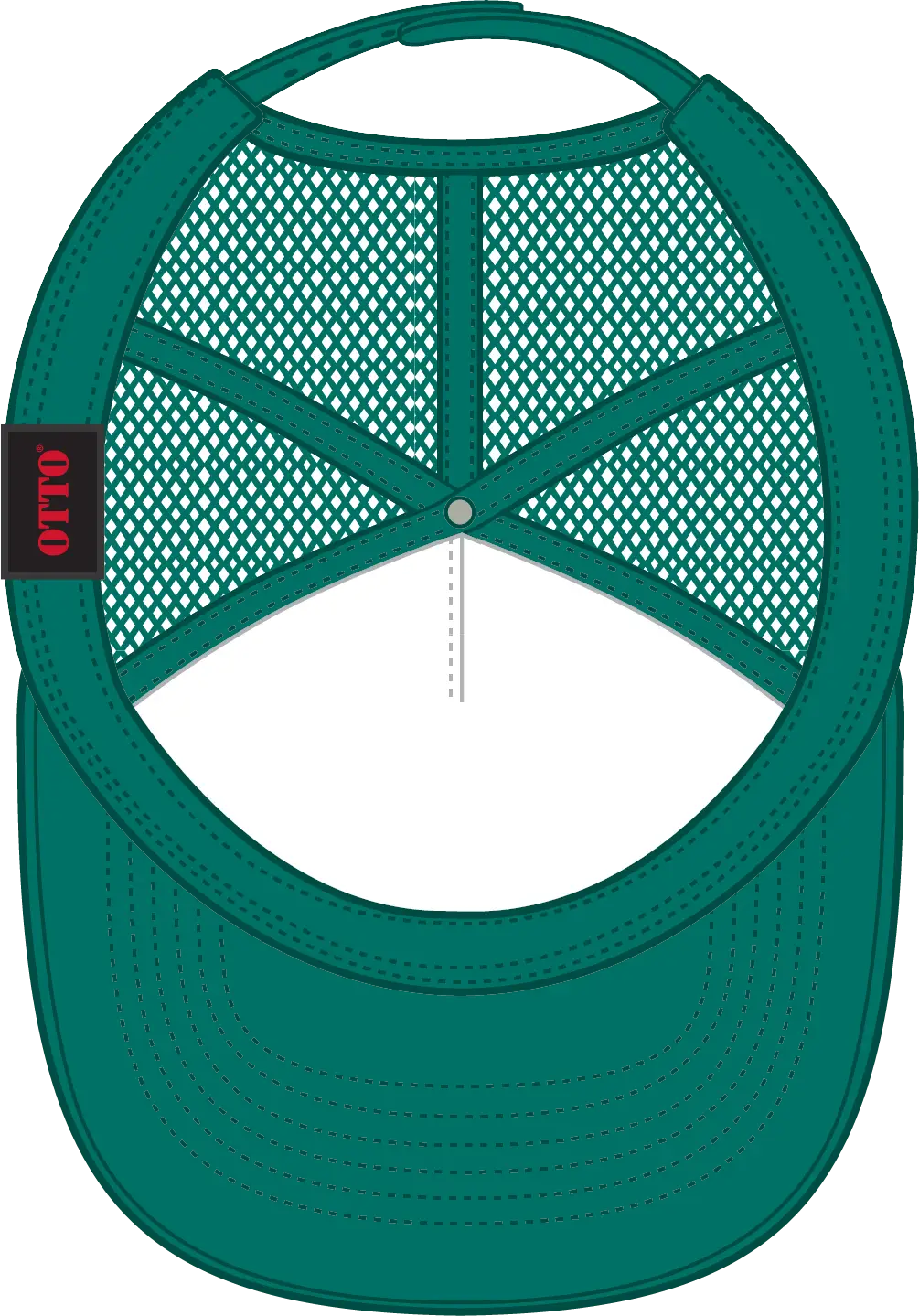 Otto 39-165 5 Panel High Crown Mesh Back Trucker Cap - Jade/wht/jade