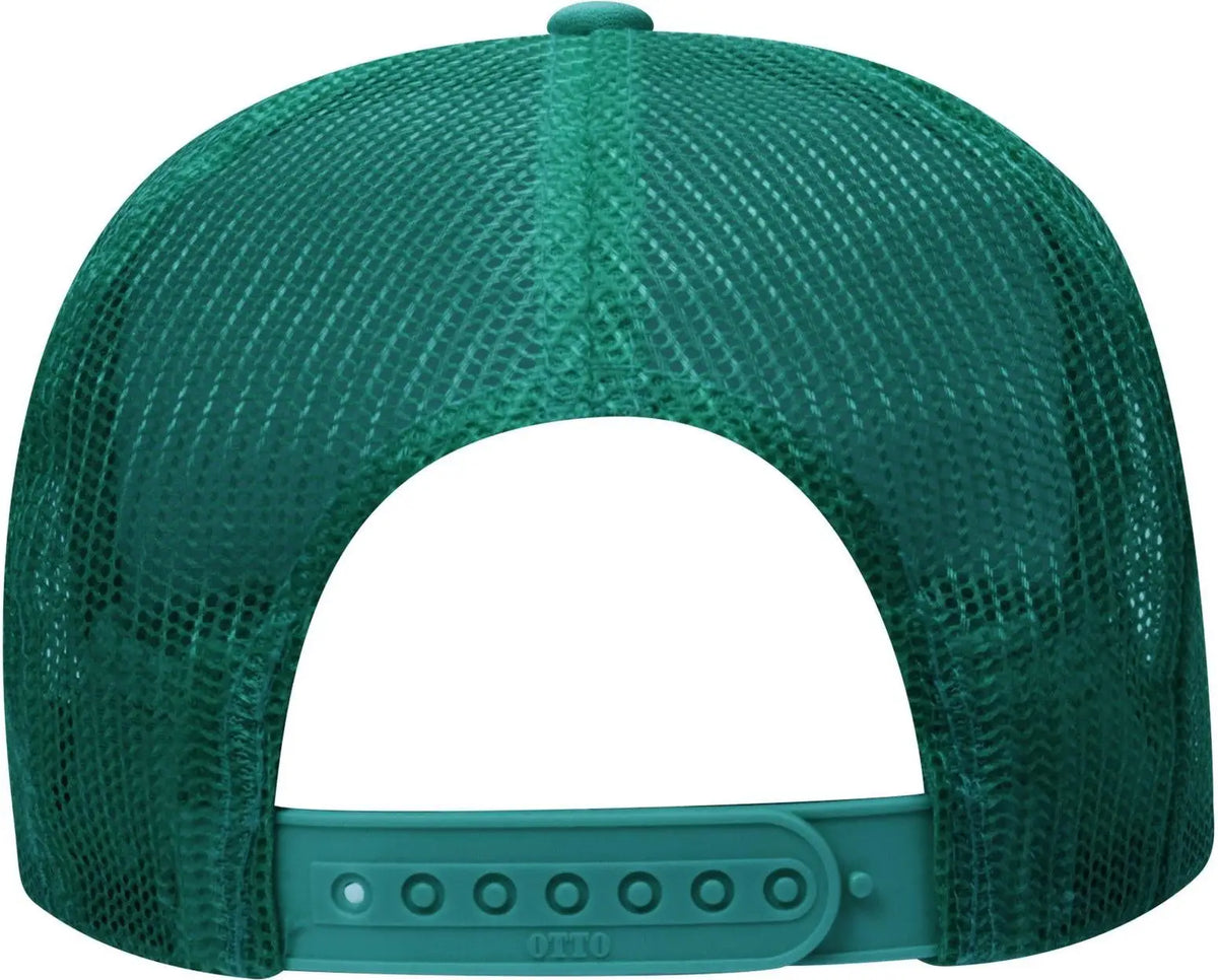 Otto 39-165 5 Panel High Crown Mesh Back Trucker Cap - Jade/wht/jade