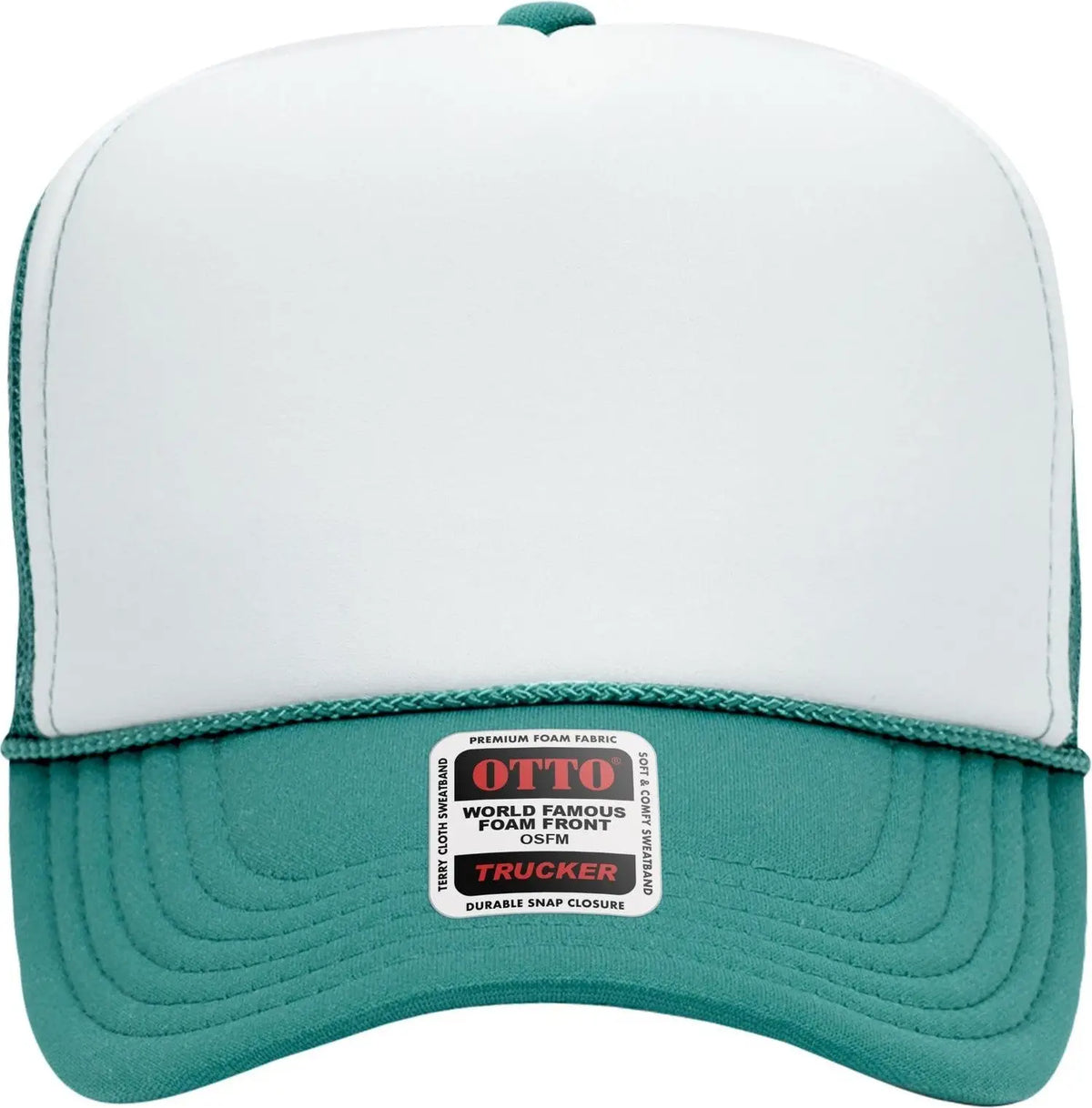 Otto 39-165 5 Panel High Crown Mesh Back Trucker Cap - Jade/wht/jade