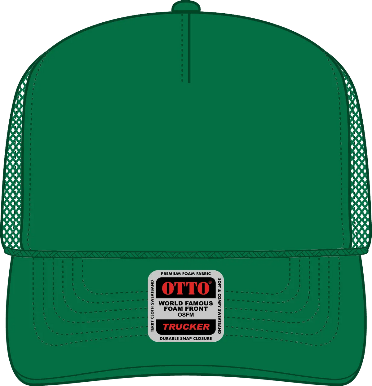 Otto 39-165 5 Panel High Crown Mesh Back Trucker Cap - Kelly