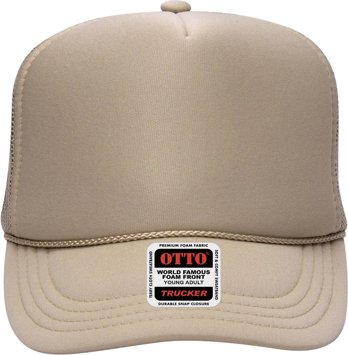 Otto 39-165 5 Panel High Crown Mesh Back Trucker Cap - Khaki