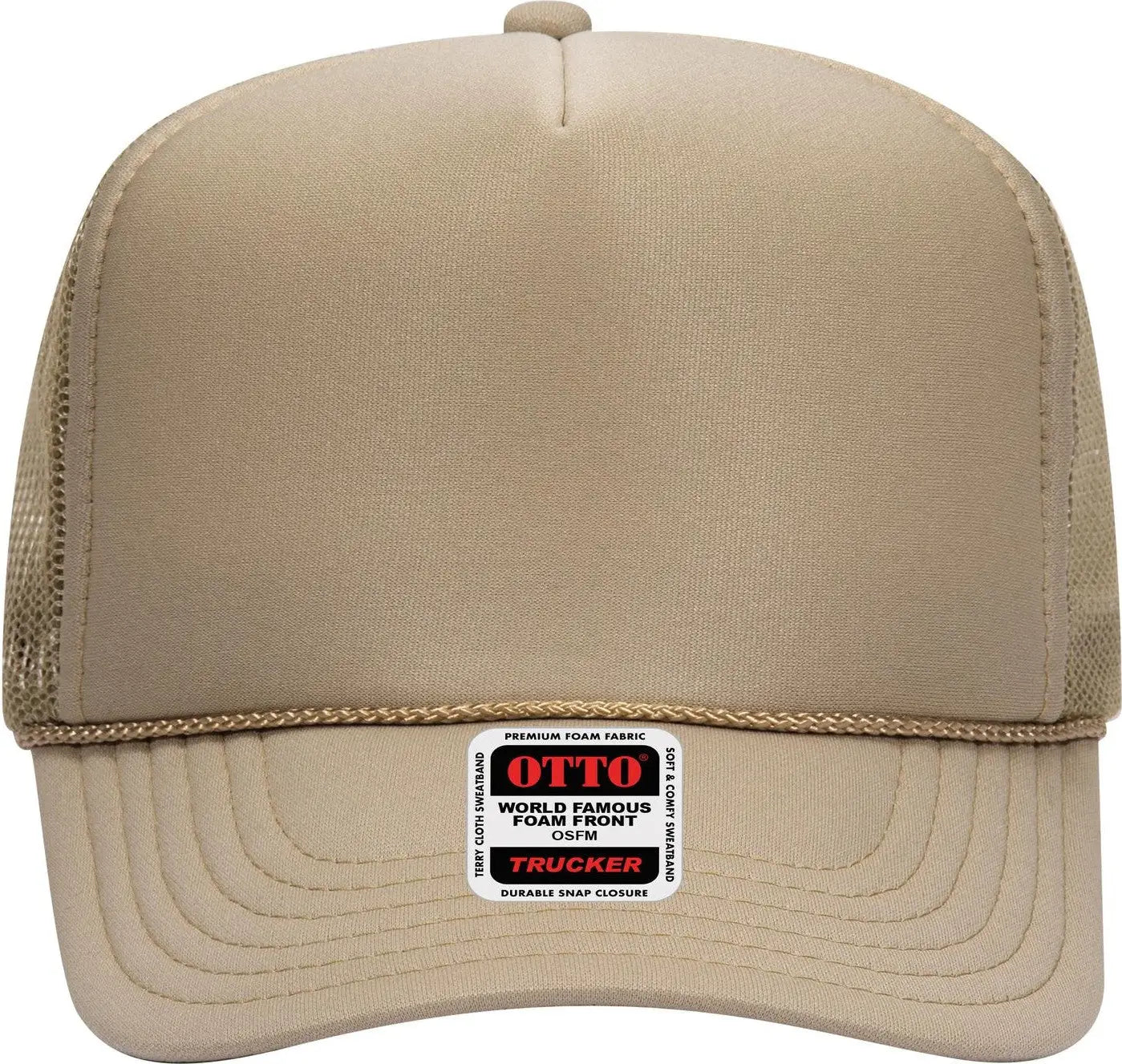 Otto 39-165 5 Panel High Crown Mesh Back Trucker Cap - Khaki