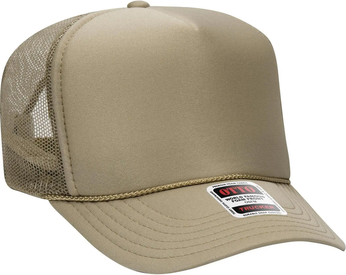 Otto 39-165 5 Panel High Crown Mesh Back Trucker Cap - Khaki
