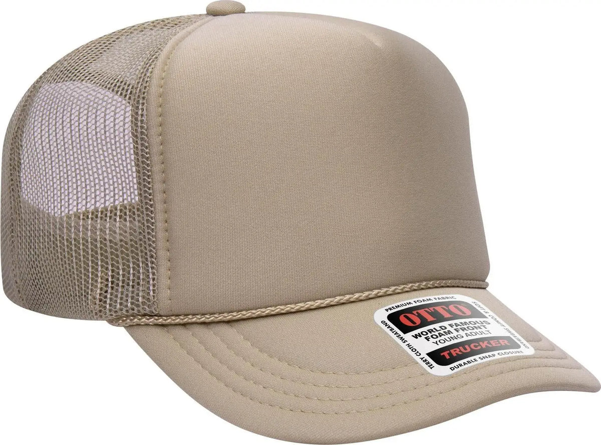 Otto 39-165 5 Panel High Crown Mesh Back Trucker Cap - Khaki