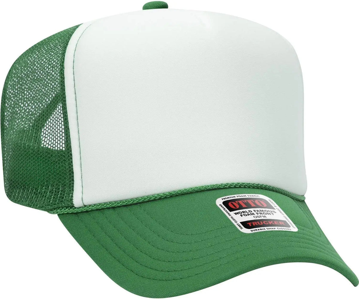 Otto 39-165 5 Panel High Crown Mesh Back Trucker Cap - Kly/wht/kly