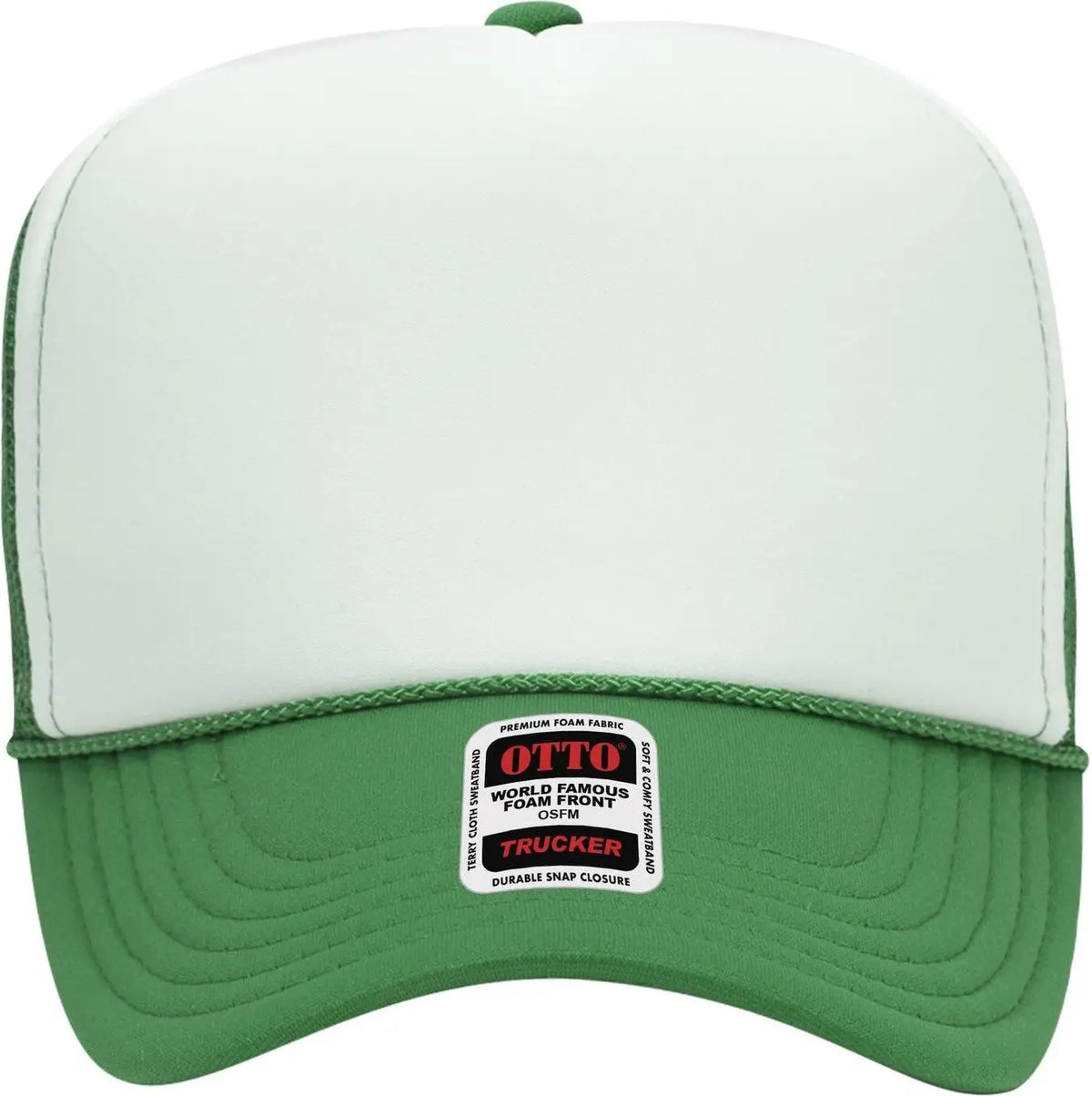 Otto 39-165 5 Panel High Crown Mesh Back Trucker Cap - Kly/wht/kly - 6 1/2’’ - 7 5/8’’