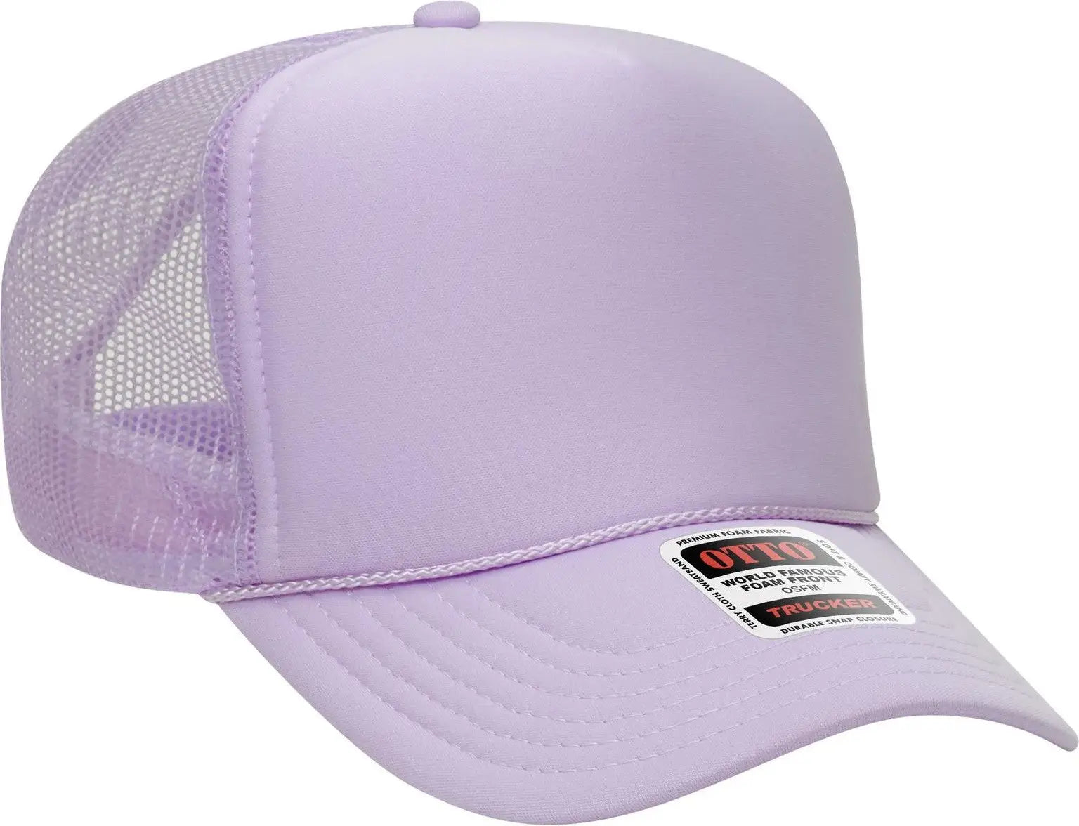 Otto 39-165 5 Panel High Crown Mesh Back Trucker Cap - Lavender - 6 1/2’’ - 7 5/8’’