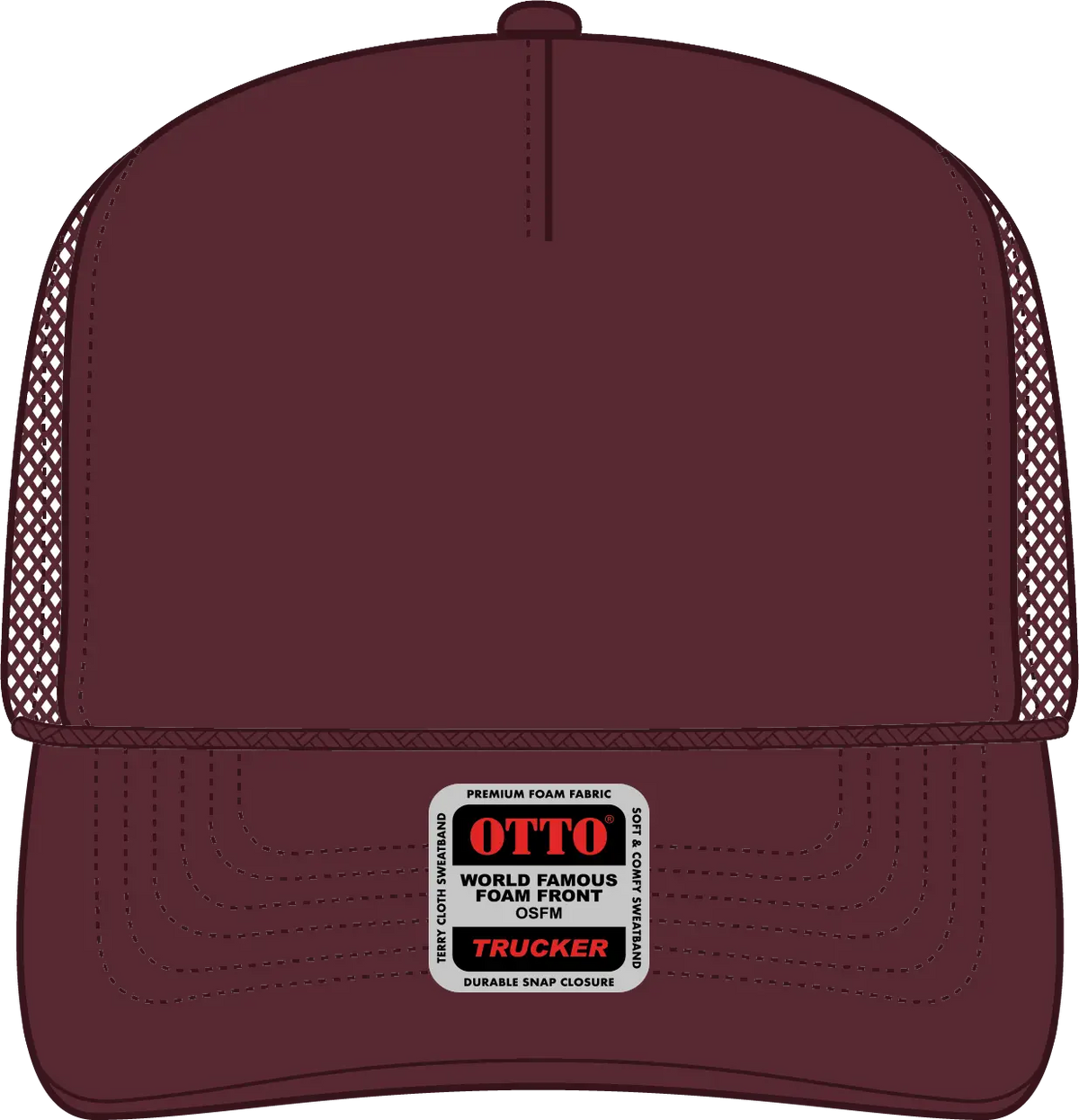 Otto 39-165 5 Panel High Crown Mesh Back Trucker Cap - Maroon - 6’’ - 7 1/8’’