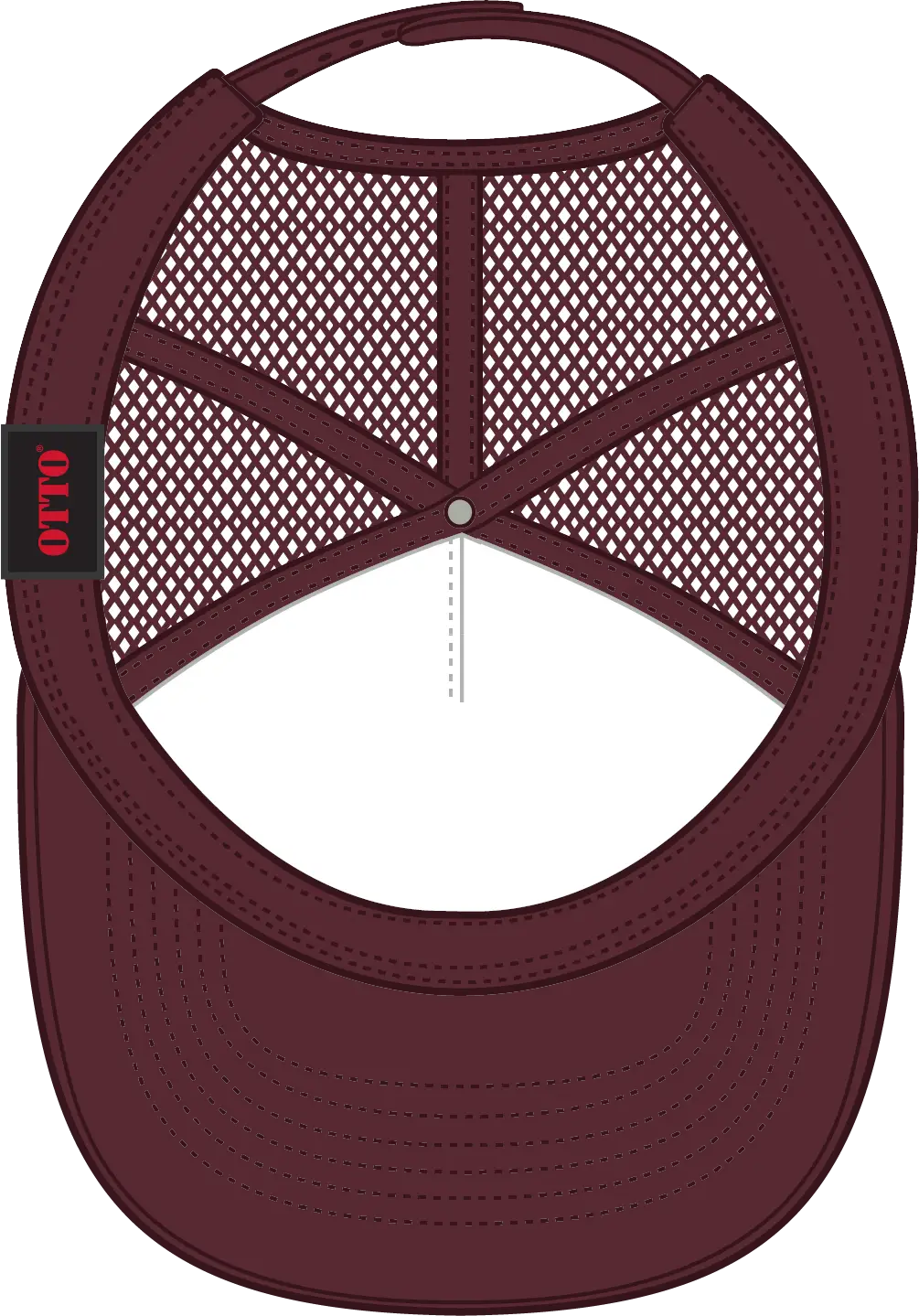 Otto 39-165 5 Panel High Crown Mesh Back Trucker Cap - Maroon