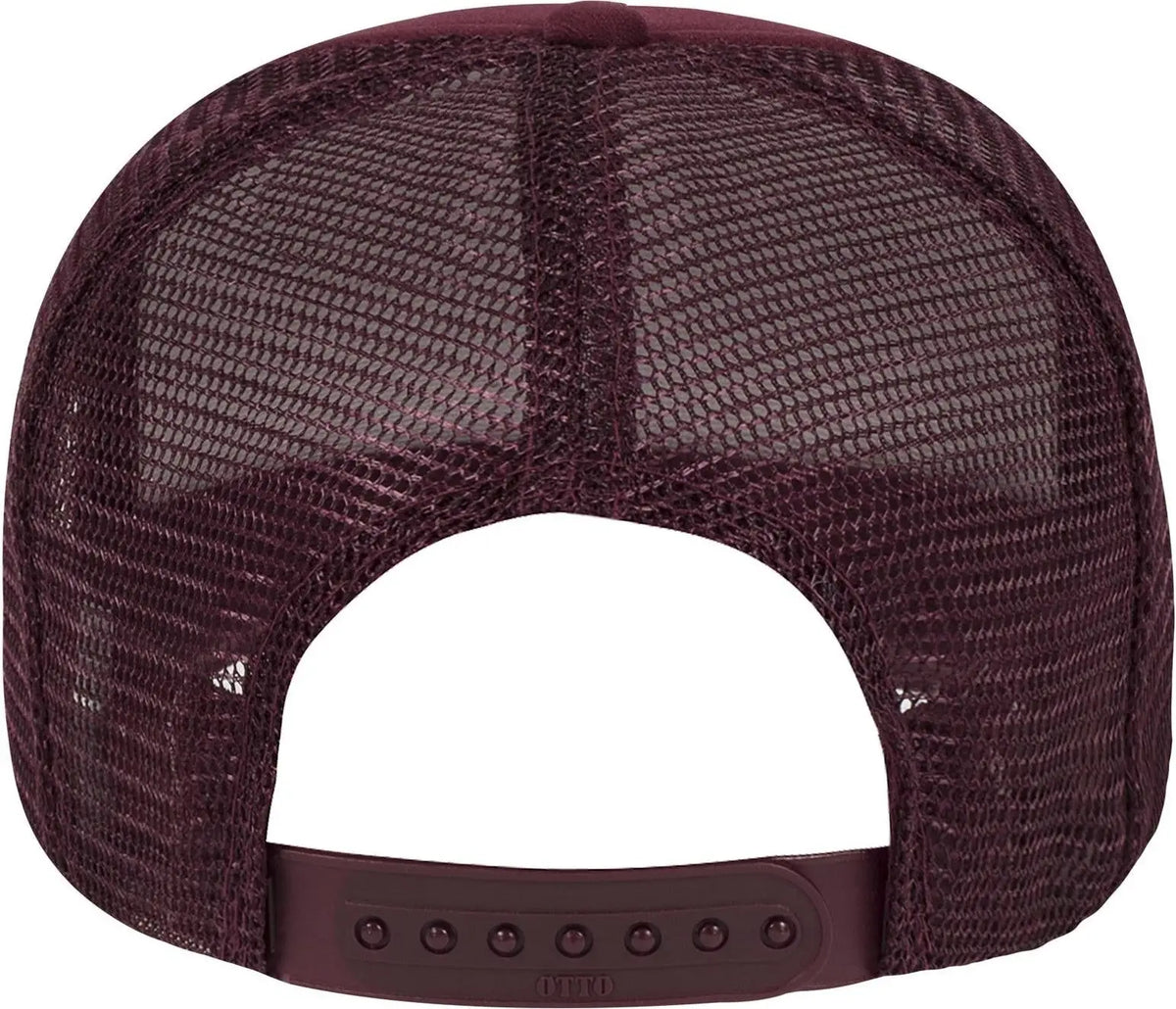 Otto 39-165 5 Panel High Crown Mesh Back Trucker Cap - Maroon