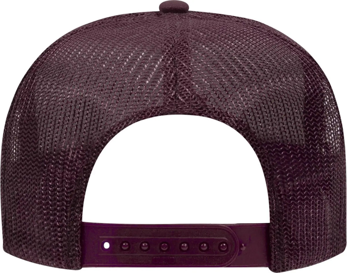 Otto 39-165 5 Panel High Crown Mesh Back Trucker Cap - Maroon