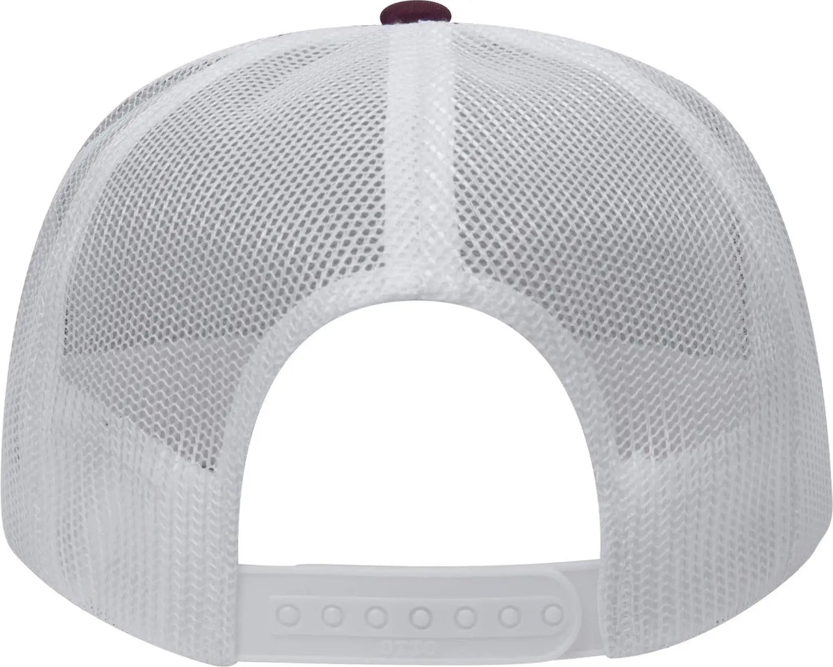 Otto 39-165 5 Panel High Crown Mesh Back Trucker Cap - Mrn/mrn/wht