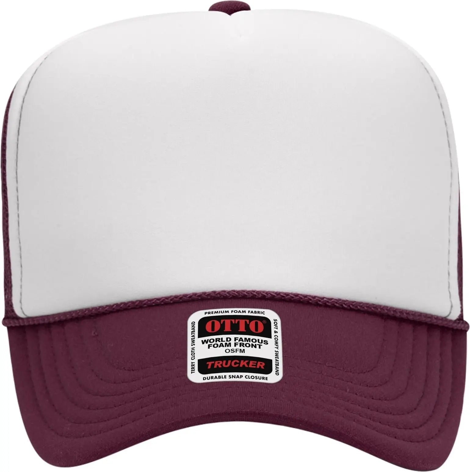 Otto 39-165 5 Panel High Crown Mesh Back Trucker Cap - Mrn/wht/mrn