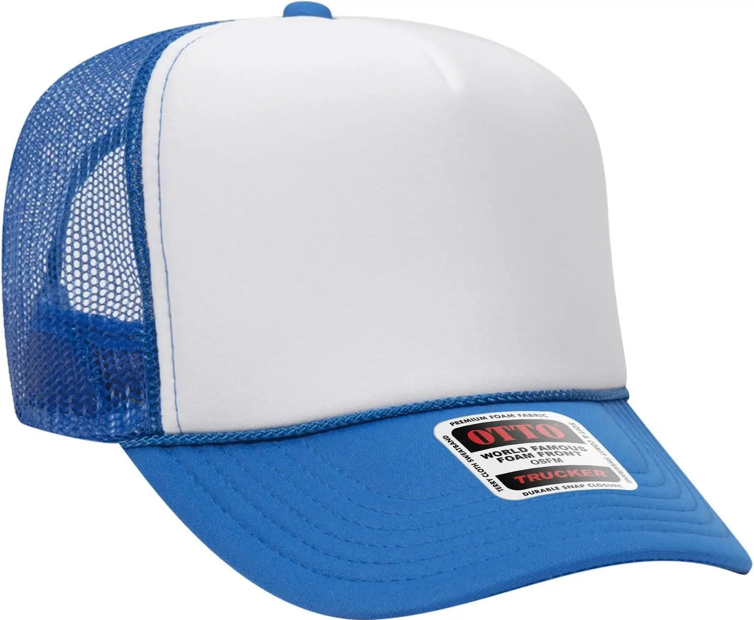 OTTO 39-165 5 Panel High Crown Mesh Back Trucker Cap - N.Blu/Wht/N.Blu