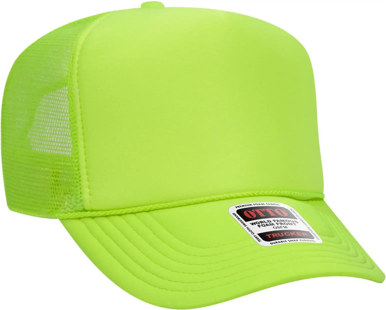 Otto 39-165 5 Panel High Crown Mesh Back Trucker Cap - N. Green