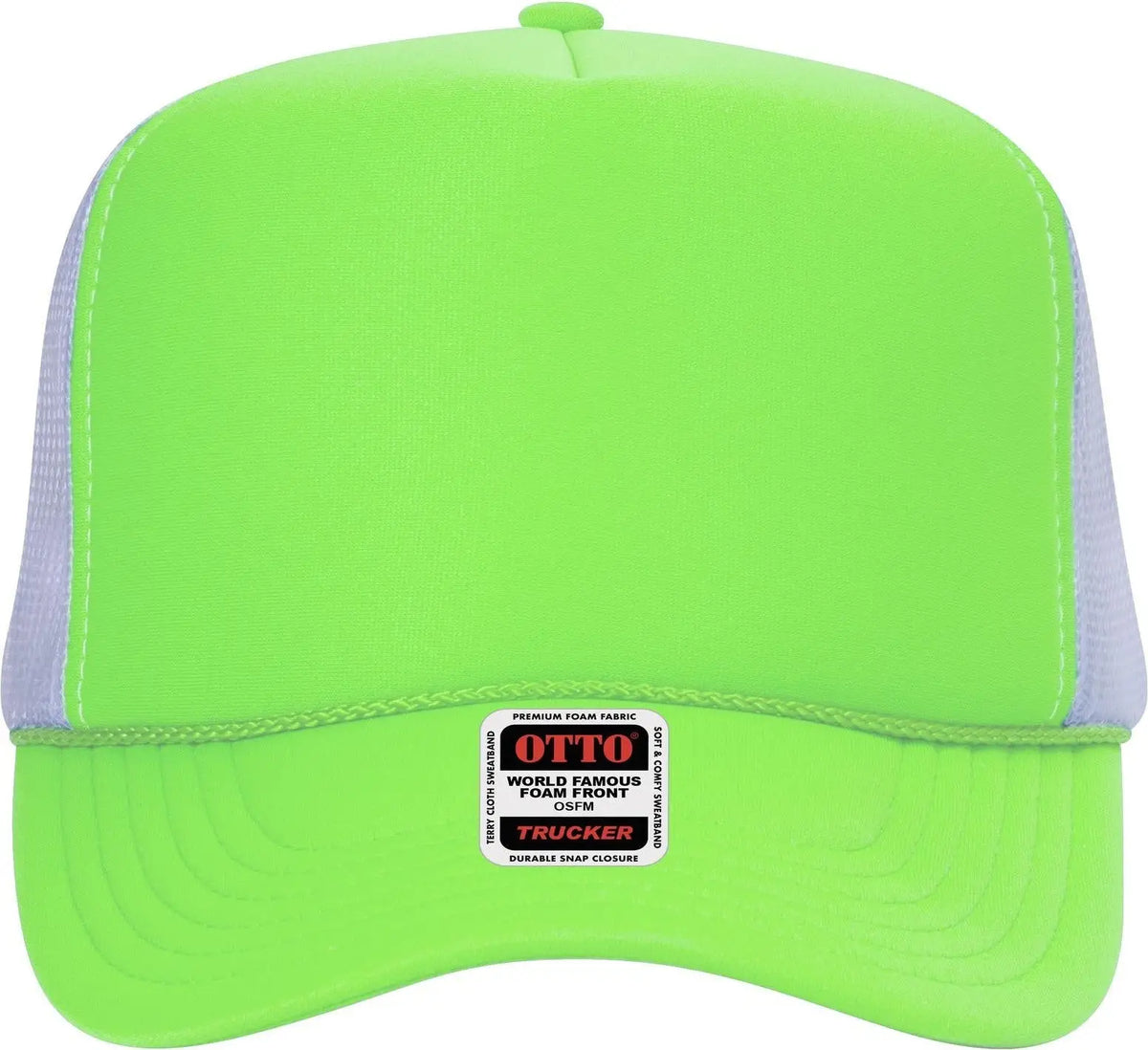 Otto 39-165 5 Panel High Crown Mesh Back Trucker Cap - n Grn/n Grn/wht - 6 1/2’’ - 7 5/8’’