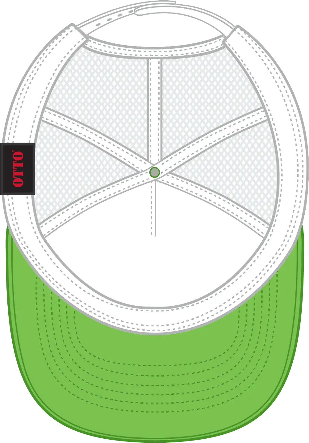 Otto 39-165 5 Panel High Crown Mesh Back Trucker Cap - n Grn/n Grn/wht - 6 1/2’’ - 7 5/8’’