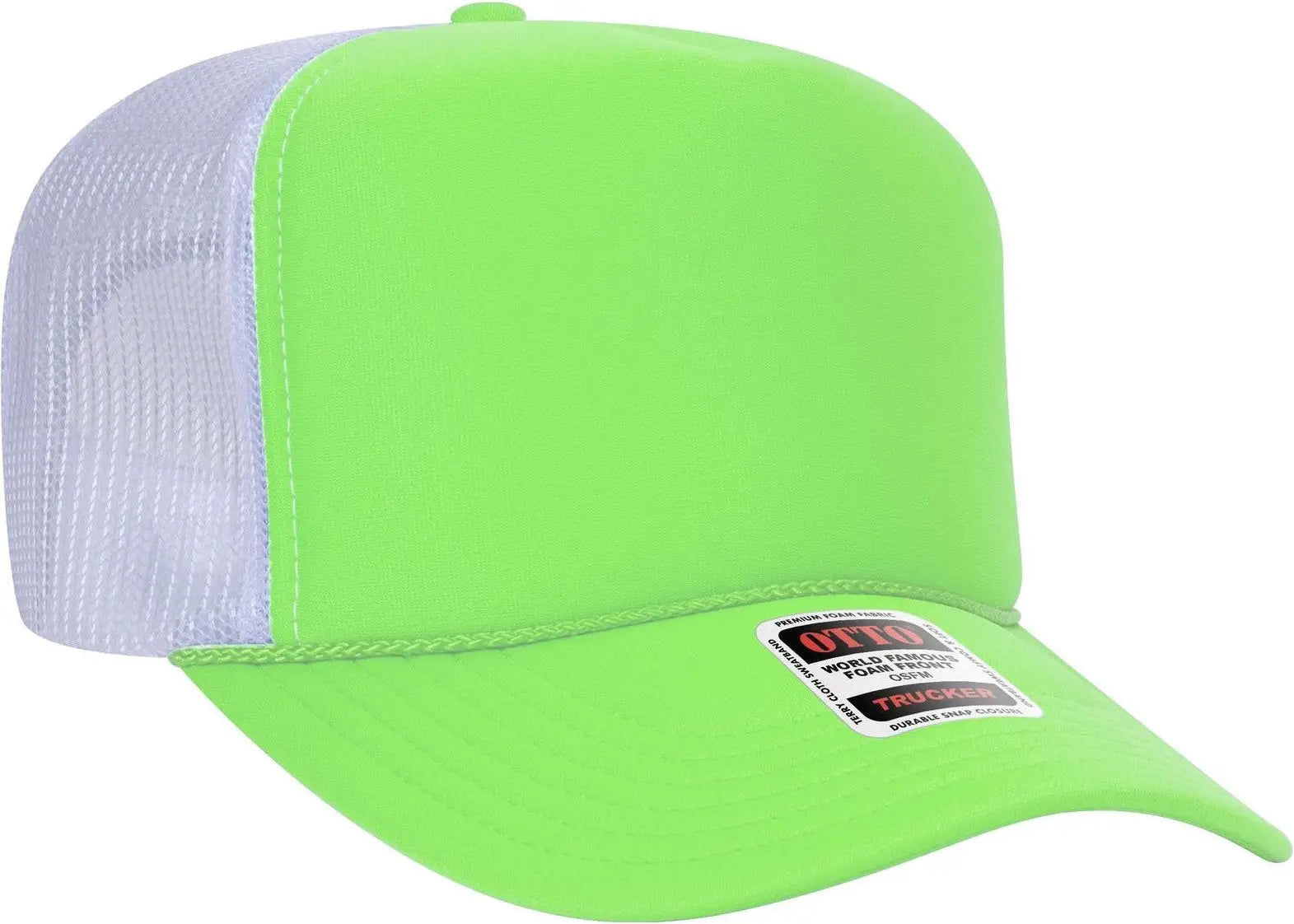 Otto 39-165 5 Panel High Crown Mesh Back Trucker Cap - n Grn/n Grn/wht - 6 1/2’’ - 7 5/8’’