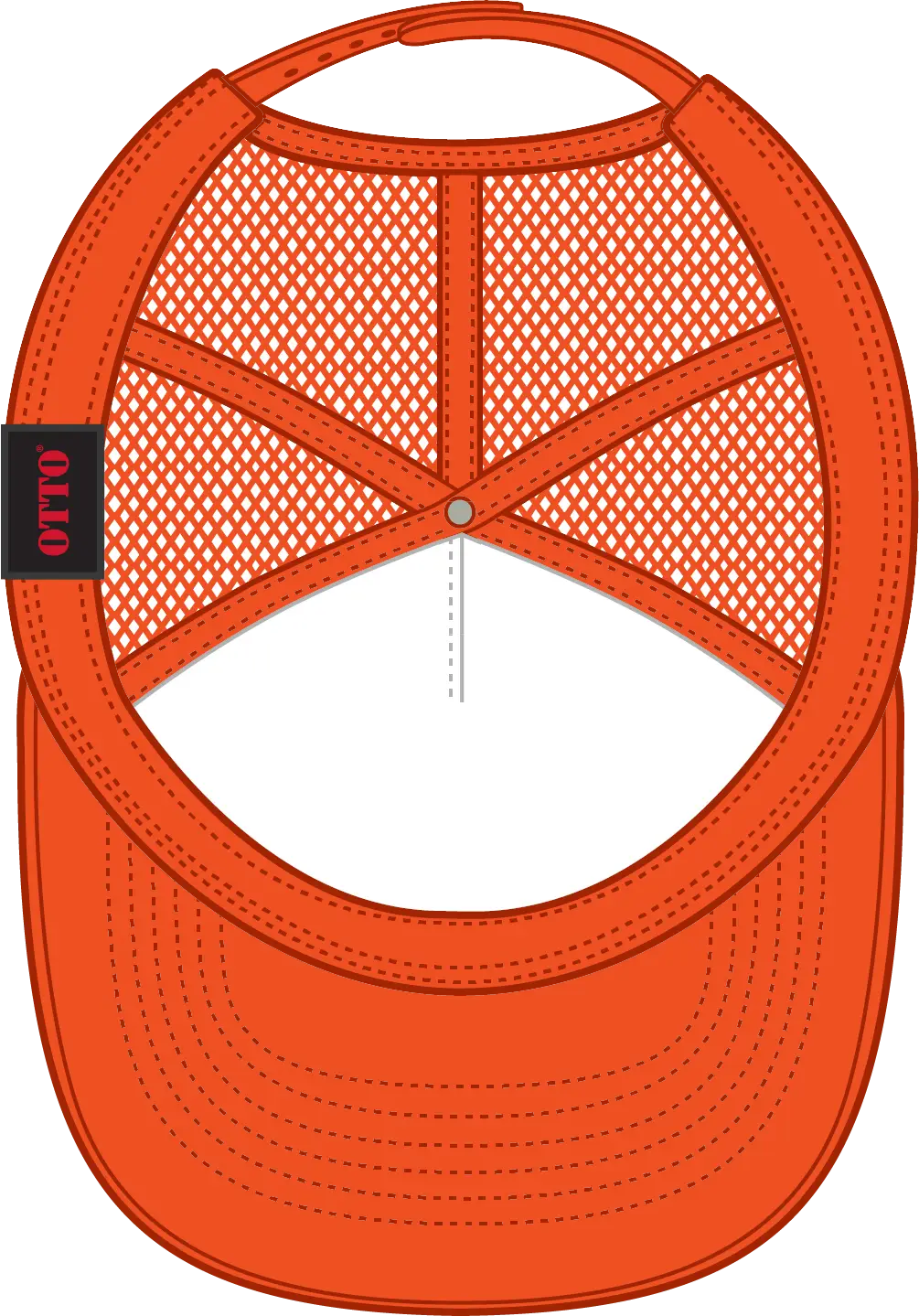 Otto 39-165 5 Panel High Crown Mesh Back Trucker Cap - N. Orange - 6 1/2’’ - 7 5/8’’