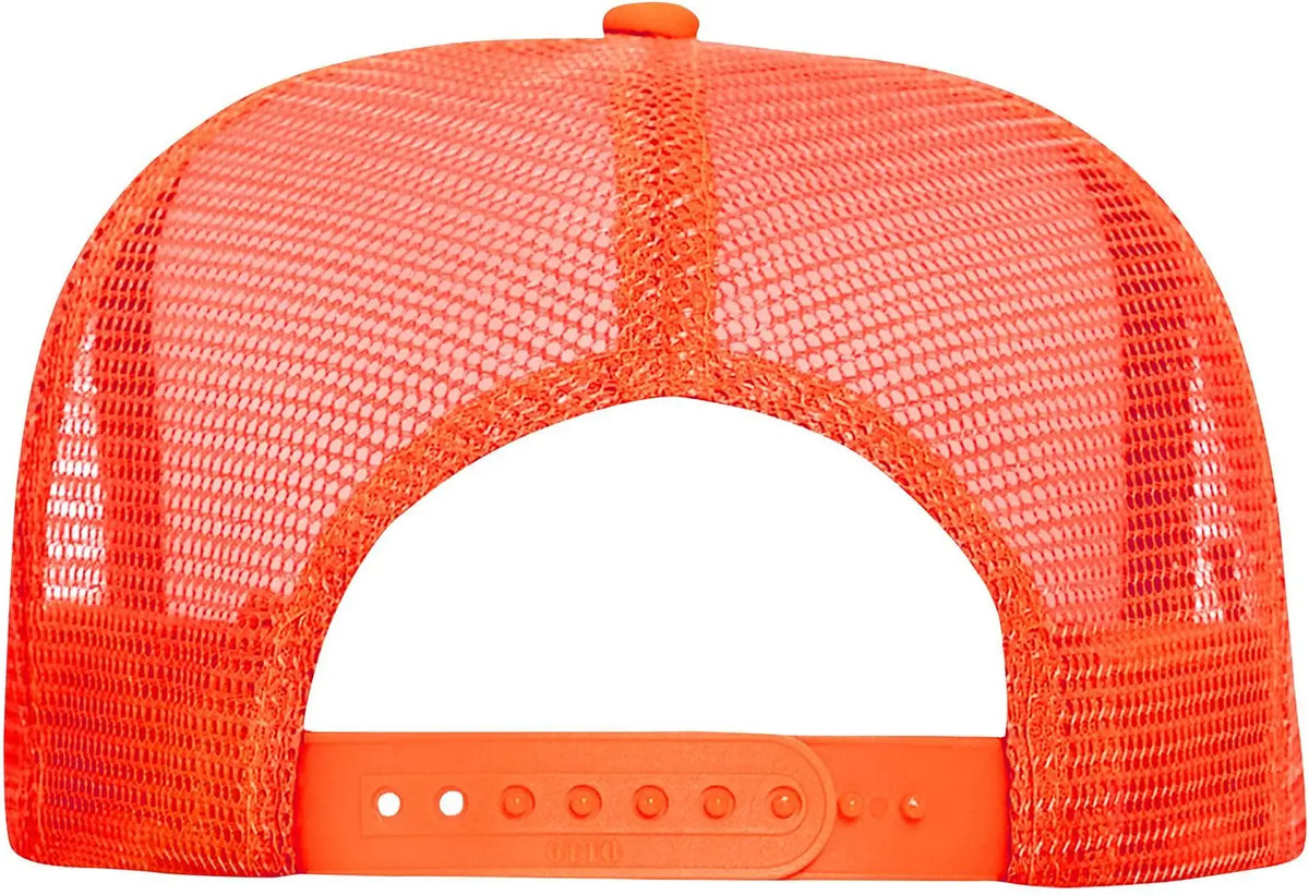 Otto 39-165 5 Panel High Crown Mesh Back Trucker Cap - N. Orange - 6 1/2’’ - 7 5/8’’