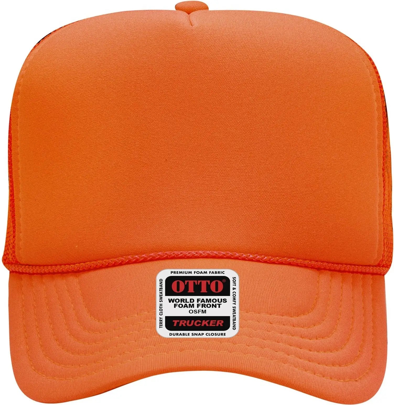 Otto 39-165 5 Panel High Crown Mesh Back Trucker Cap - N. Orange