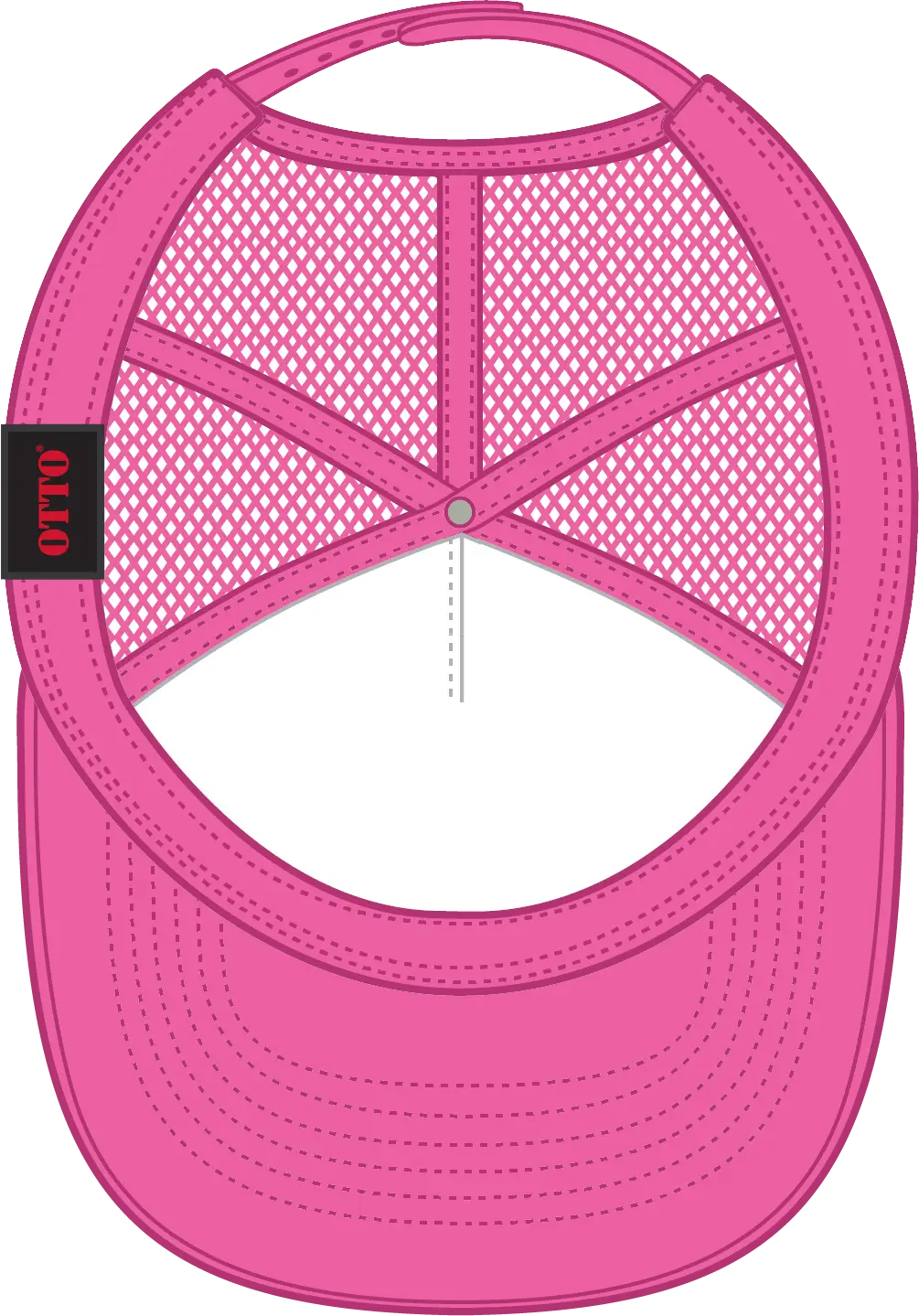 Otto 39-165 5 Panel High Crown Mesh Back Trucker Cap - N. Pink - 6 1/2’’ - 7 5/8’’