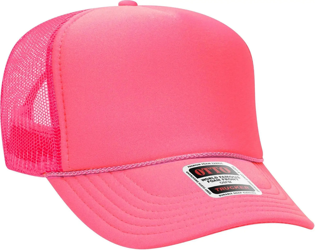 Otto 39-165 5 Panel High Crown Mesh Back Trucker Cap - N. Pink - 6 1/2’’ - 7 5/8’’
