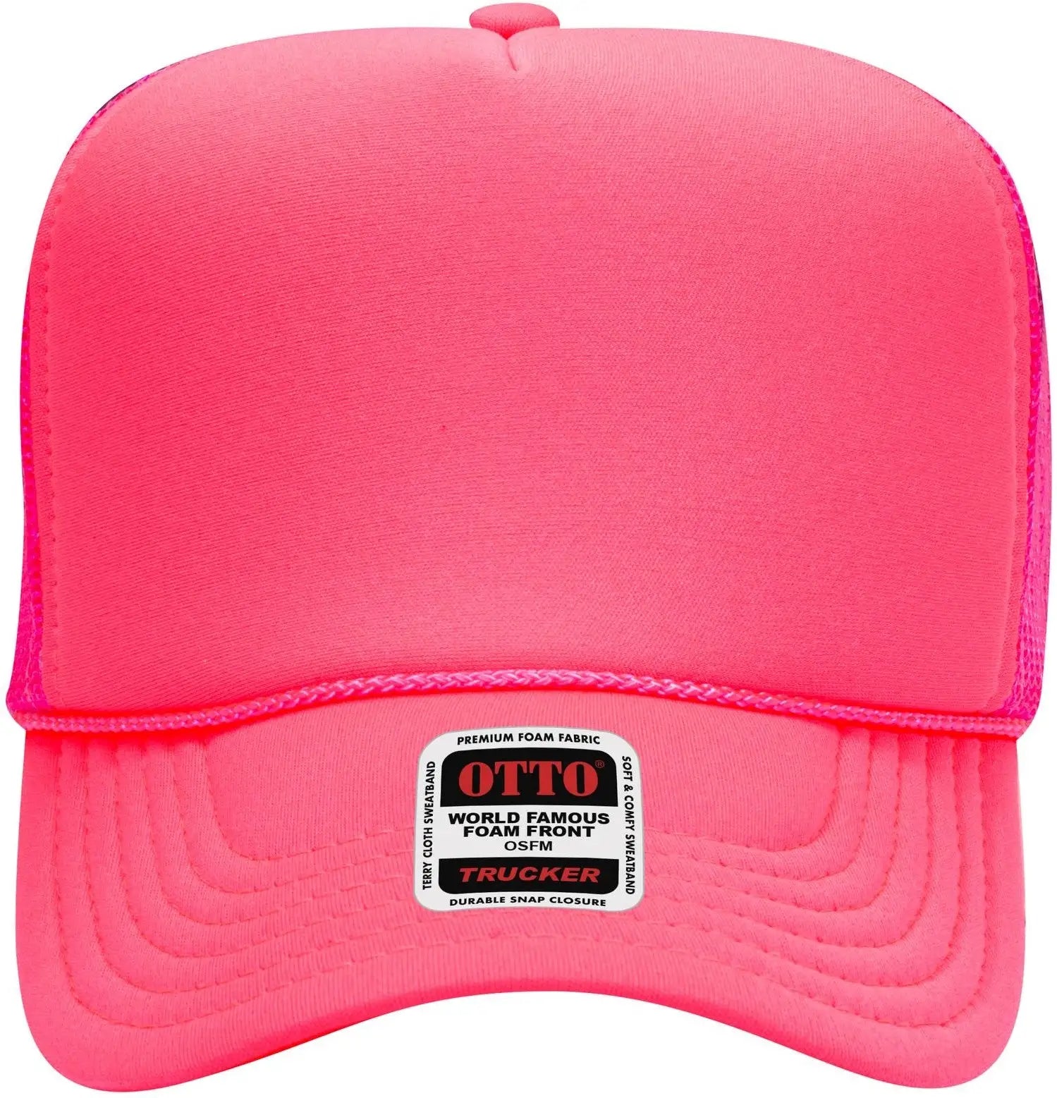 Otto 39-165 5 Panel High Crown Mesh Back Trucker Cap - N. Pink