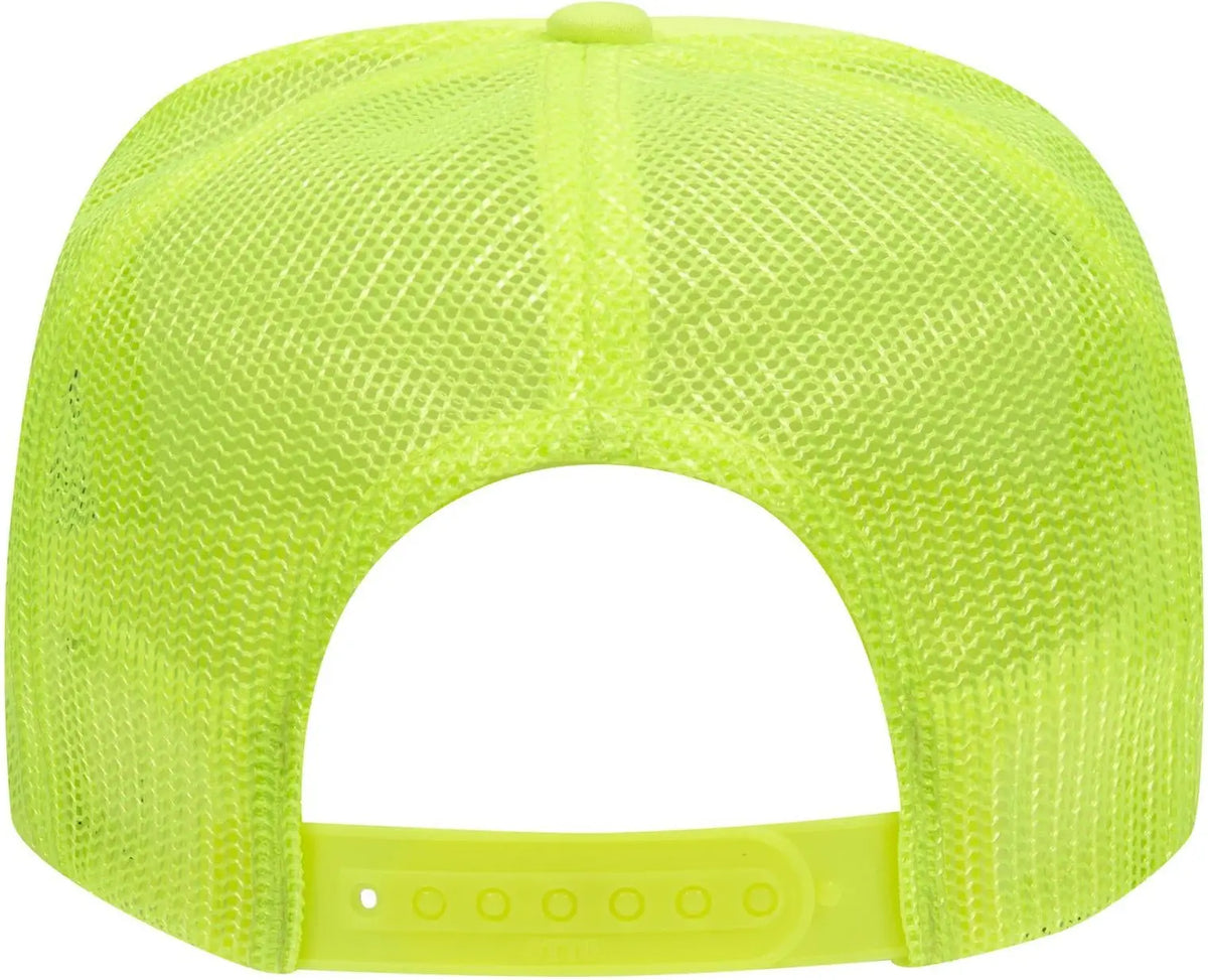 Otto 39-165 5 Panel High Crown Mesh Back Trucker Cap - N. Yellow - 6 1/2’’ - 7 5/8’’