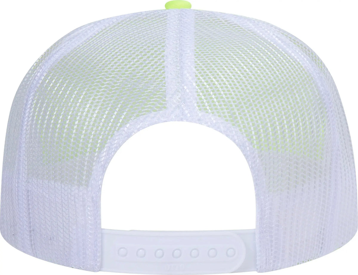 Otto 39-165 5 Panel High Crown Mesh Back Trucker Cap - n Ylw/n Ylw/wht - 6 1/2’’ - 7 5/8’’