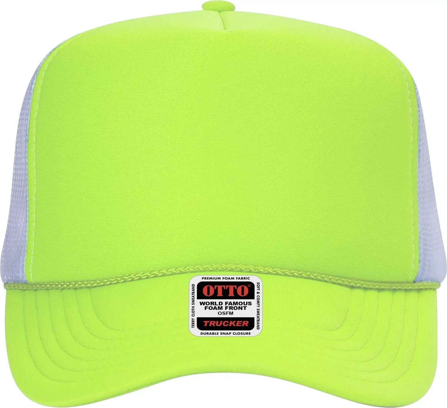 Otto 39-165 5 Panel High Crown Mesh Back Trucker Cap - n Ylw/n Ylw/wht - 6 1/2’’ - 7 5/8’’