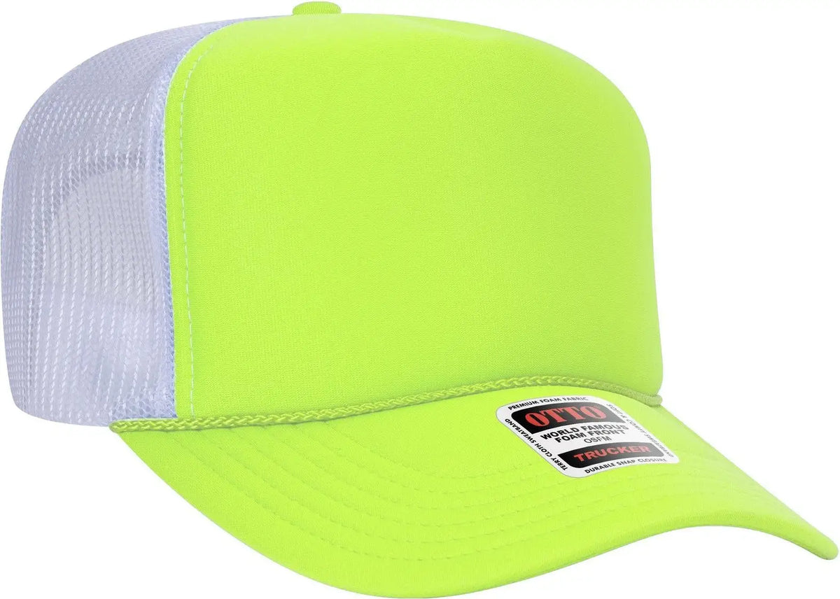 Otto 39-165 5 Panel High Crown Mesh Back Trucker Cap - n Ylw/n Ylw/wht - 6 1/2’’ - 7 5/8’’