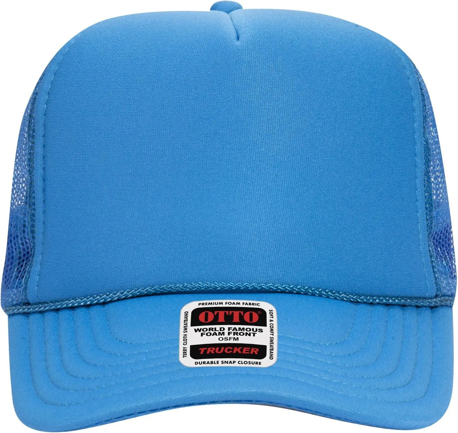 Otto 39-165 5 Panel High Crown Mesh Back Trucker Cap - Neon Blue - 6 1/2’’ - 7 5/8’’