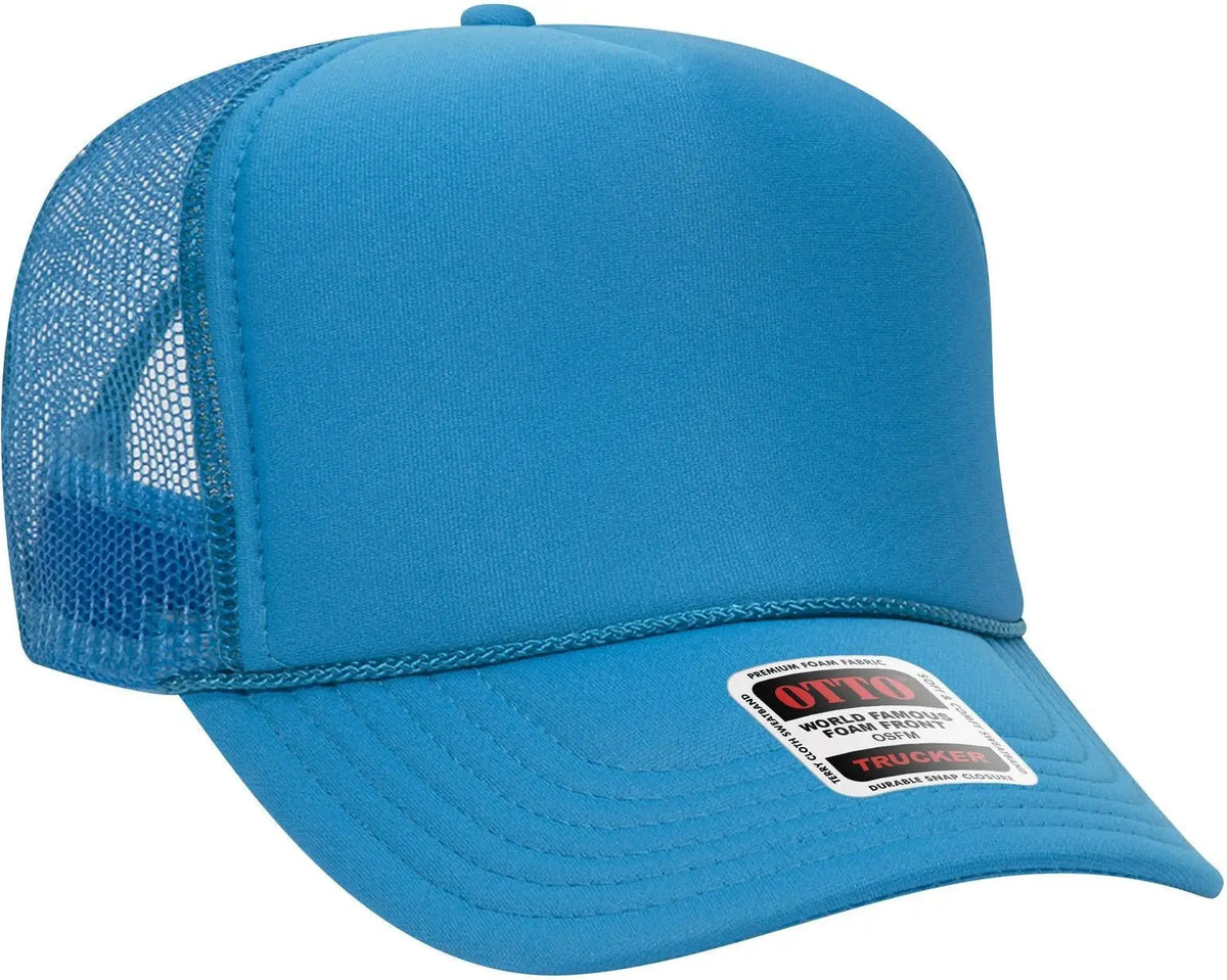 Otto 39-165 5 Panel High Crown Mesh Back Trucker Cap - Neon Blue - 6 1/2’’ - 7 5/8’’