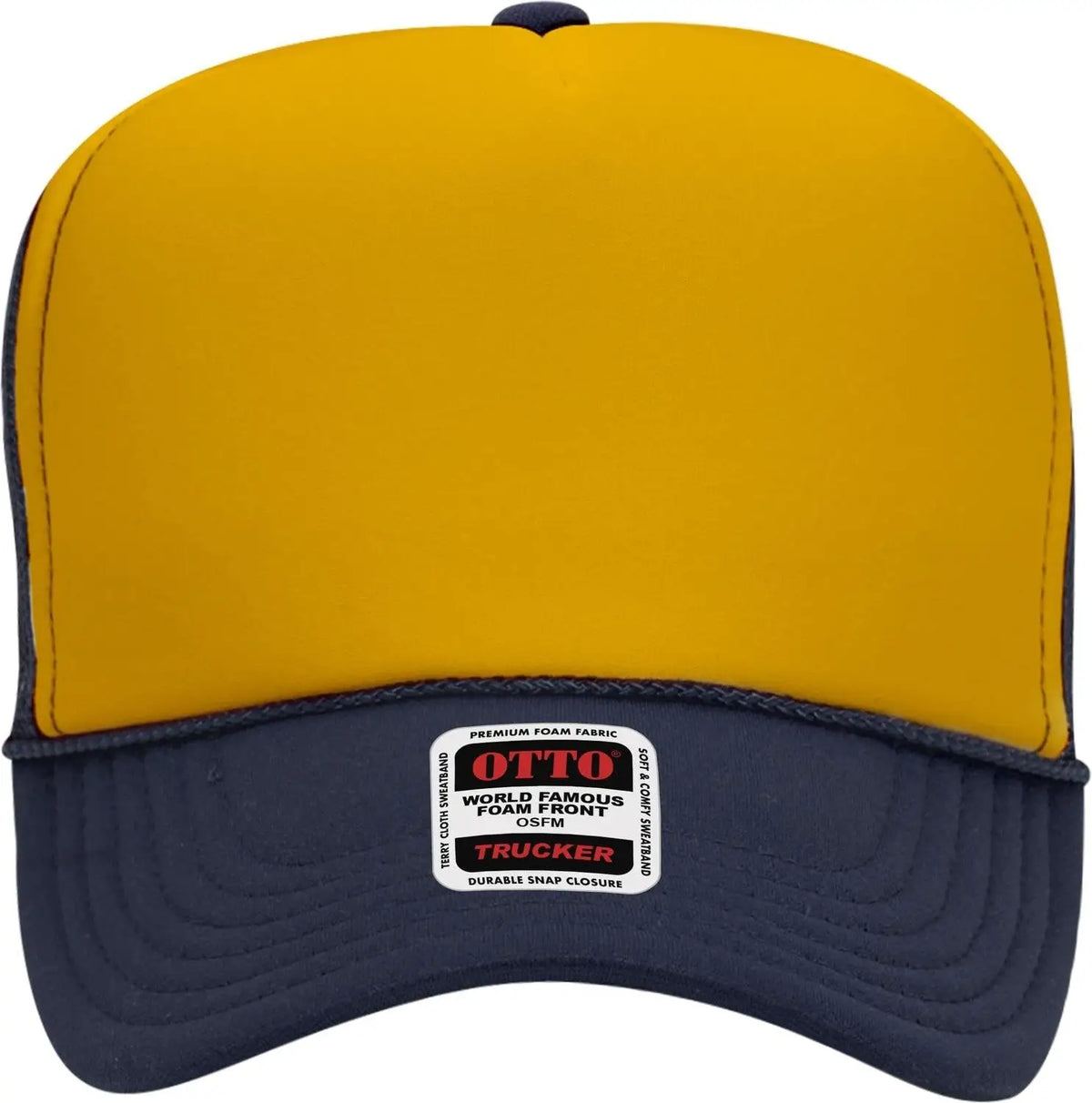 Otto 39-165 5 Panel High Crown Mesh Back Trucker Cap - Nvy/gld/nvy