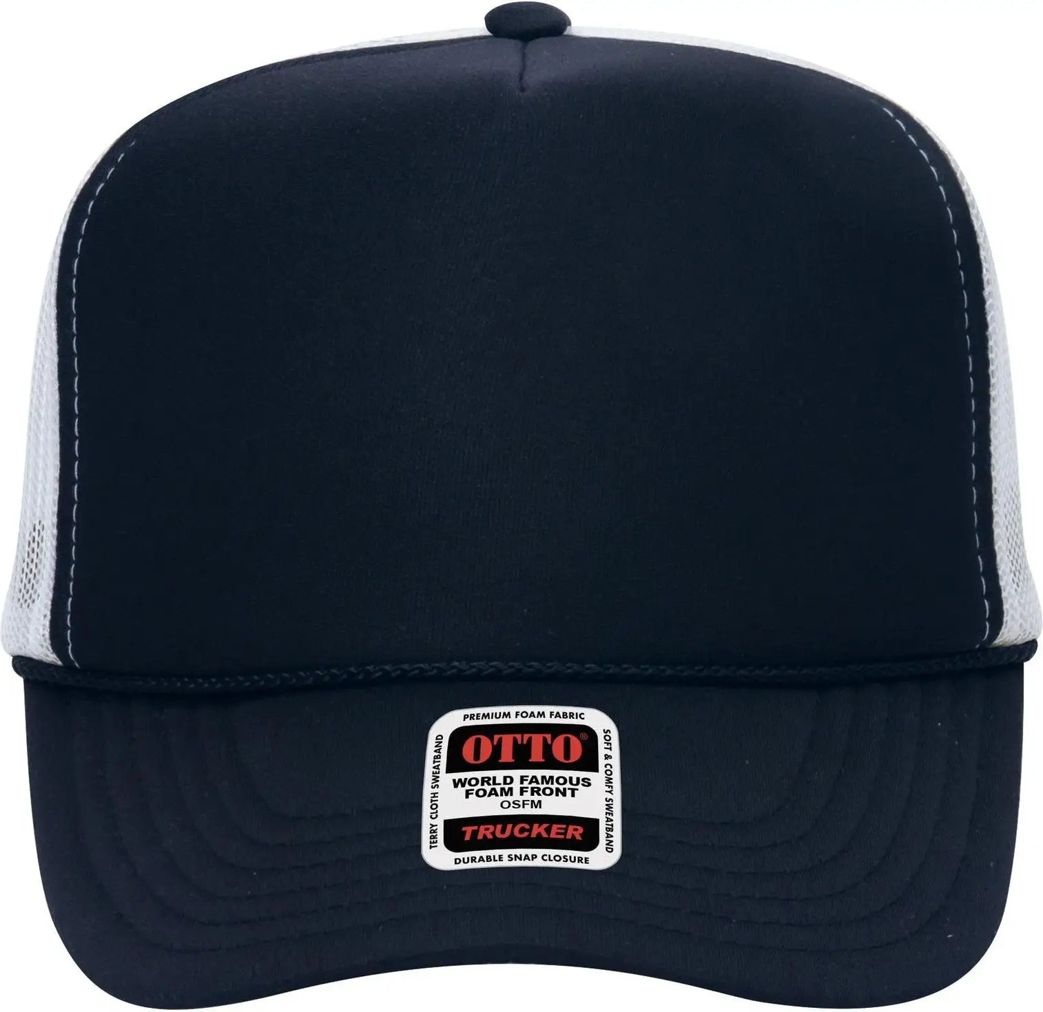 Otto 39-165 5 Panel High Crown Mesh Back Trucker Cap - Nvy/nvy/wht