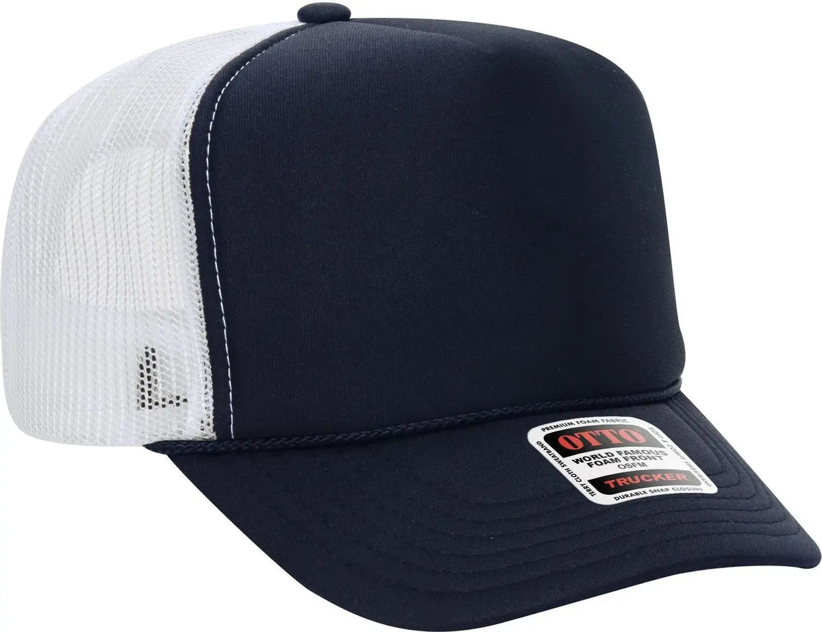 Otto 39-165 5 Panel High Crown Mesh Back Trucker Cap - Nvy/nvy/wht