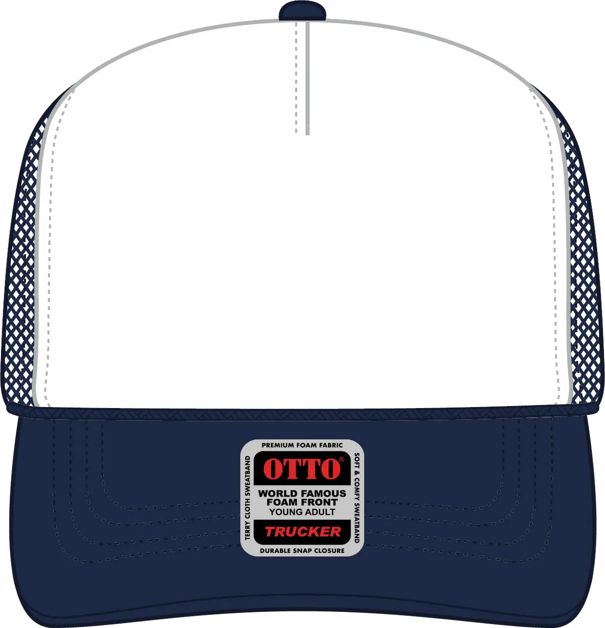 Otto 39-165 5 Panel High Crown Mesh Back Trucker Cap - Nvy/wht/nvy