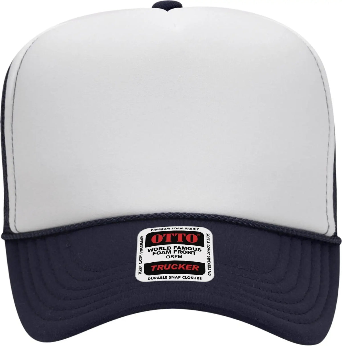 Otto 39-165 5 Panel High Crown Mesh Back Trucker Cap - Nvy/wht/nvy
