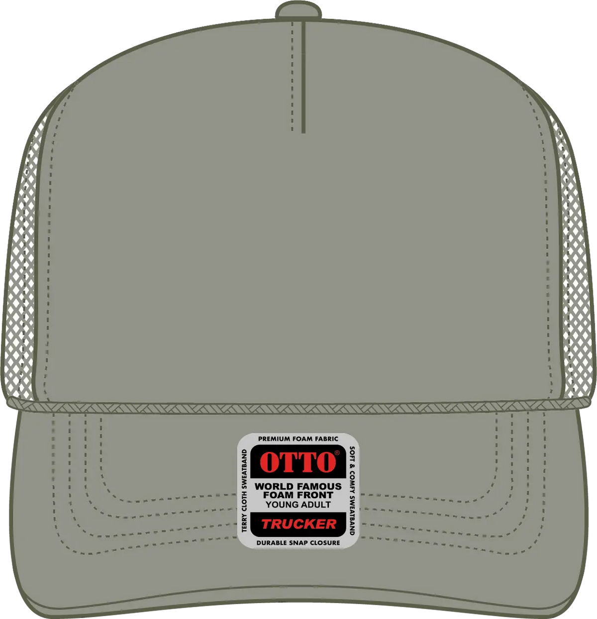 Otto 39-165 5 Panel High Crown Mesh Back Trucker Cap - Ol. Green - 6’’ - 7 1/8’’