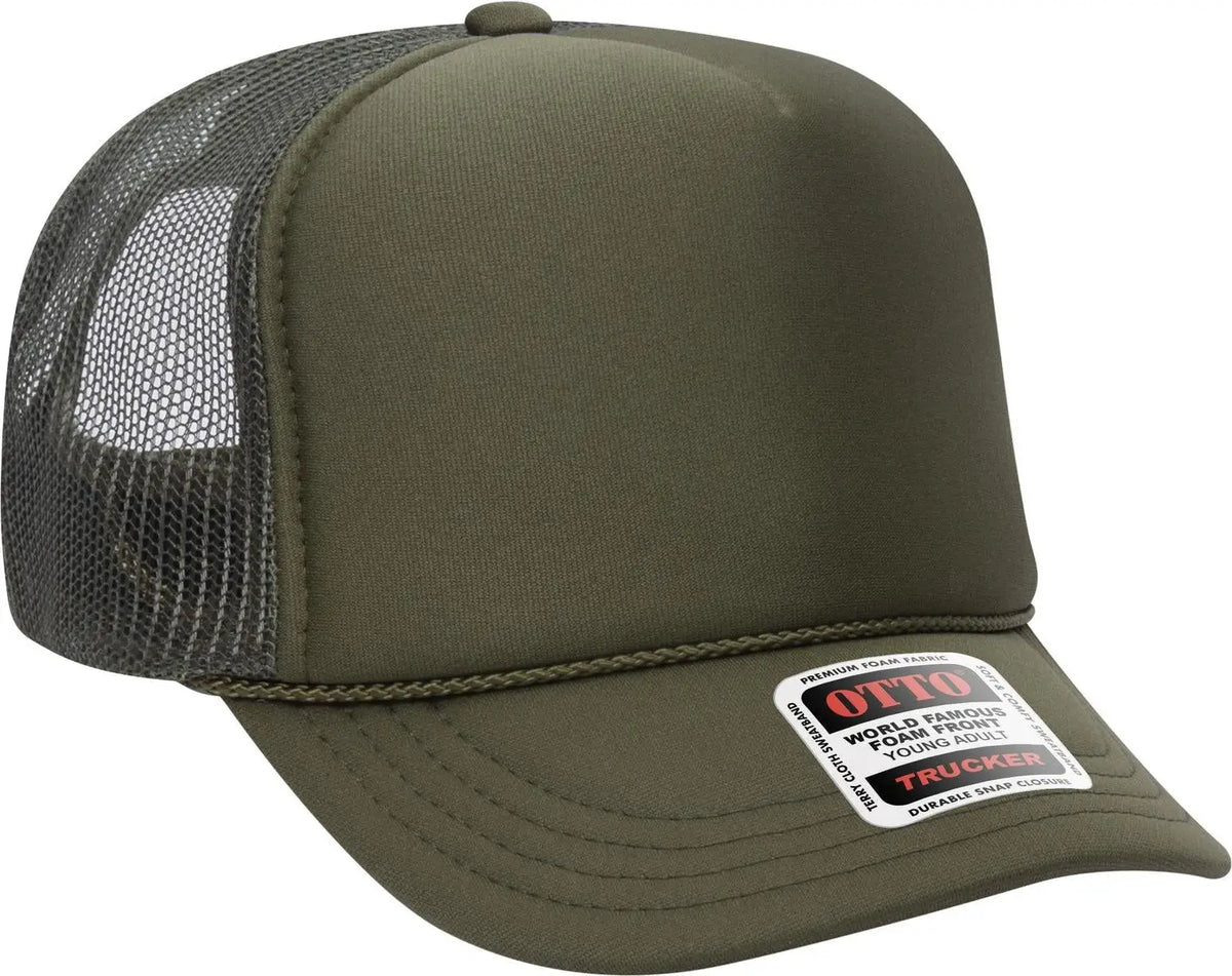 Otto 39-165 5 Panel High Crown Mesh Back Trucker Cap - Ol. Green