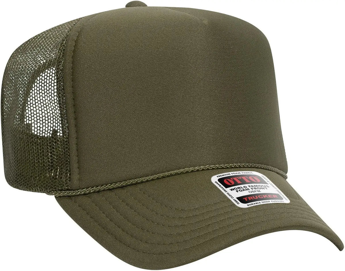 Otto 39-165 5 Panel High Crown Mesh Back Trucker Cap - Ol. Green