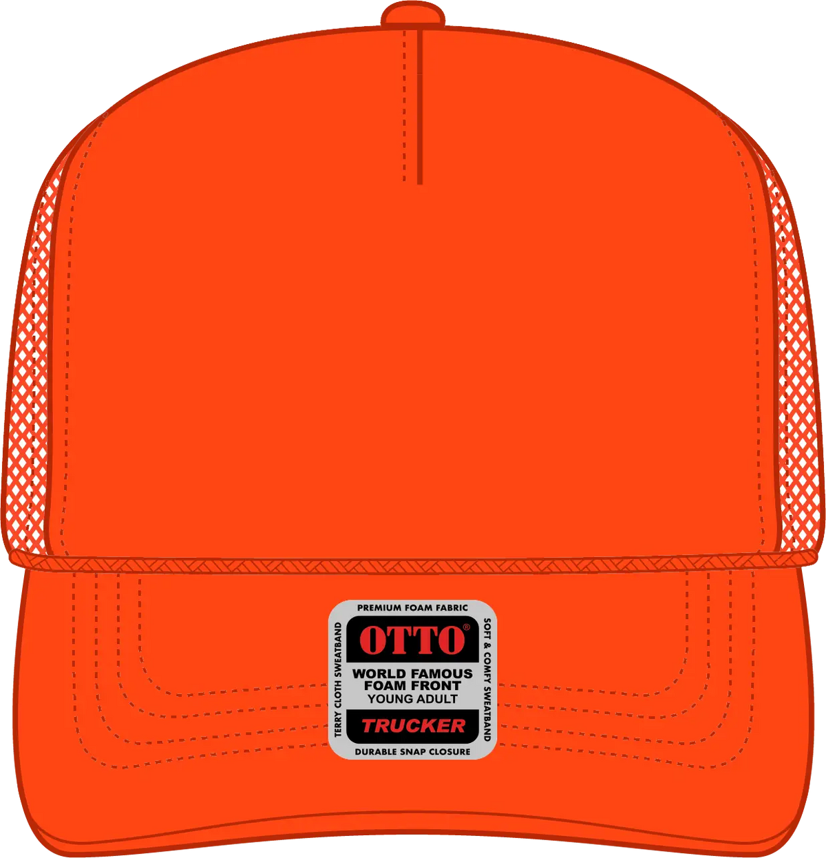 Otto 39-165 5 Panel High Crown Mesh Back Trucker Cap - Orange - 6’’ - 7 1/8’’