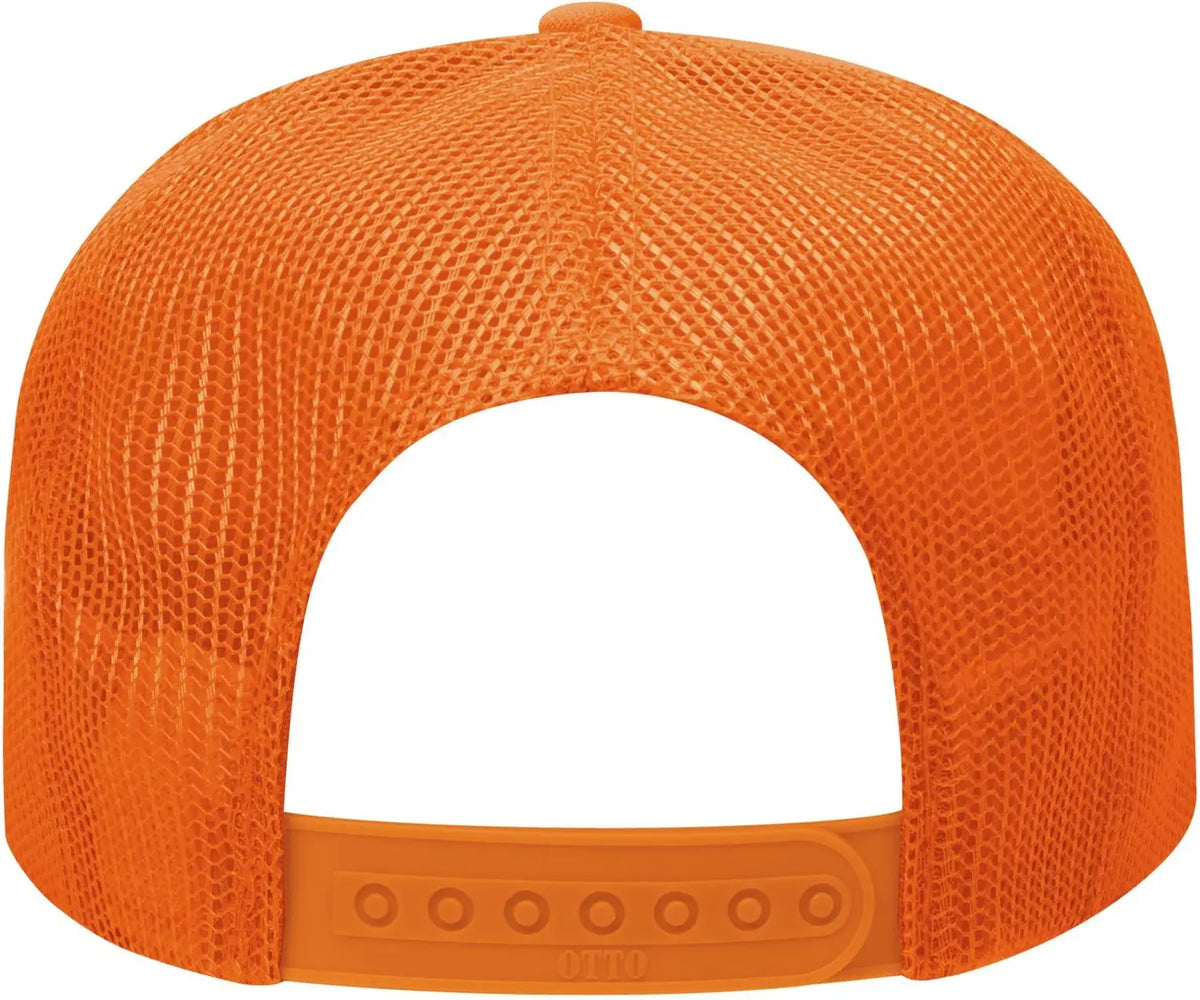 Otto 39-165 5 Panel High Crown Mesh Back Trucker Cap - Orange