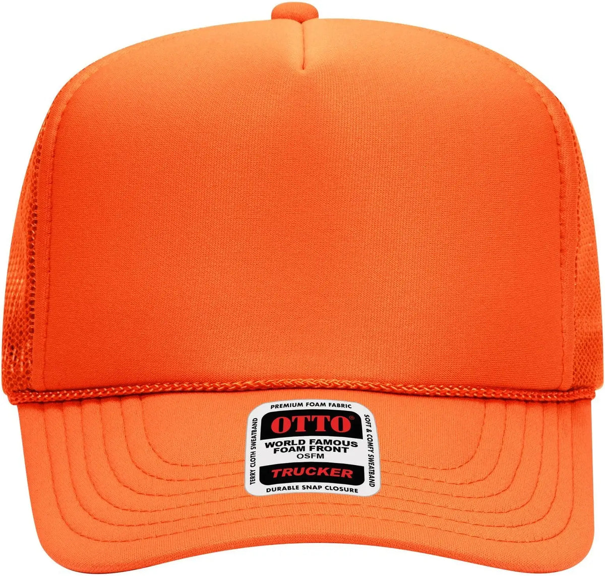 Otto 39-165 5 Panel High Crown Mesh Back Trucker Cap - Orange